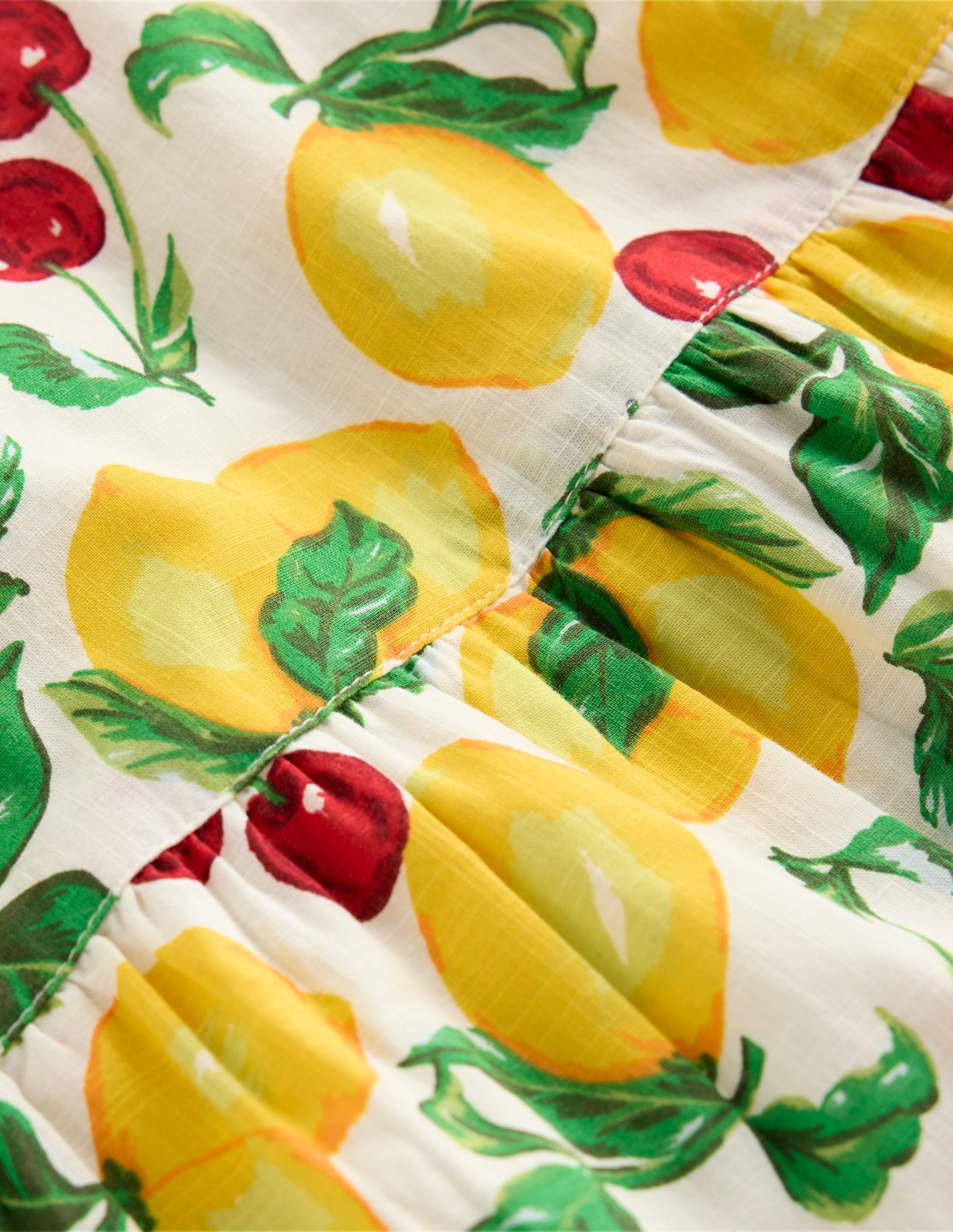 Woven Frill Dress-Soft Ivory Lemons and Cherries-3