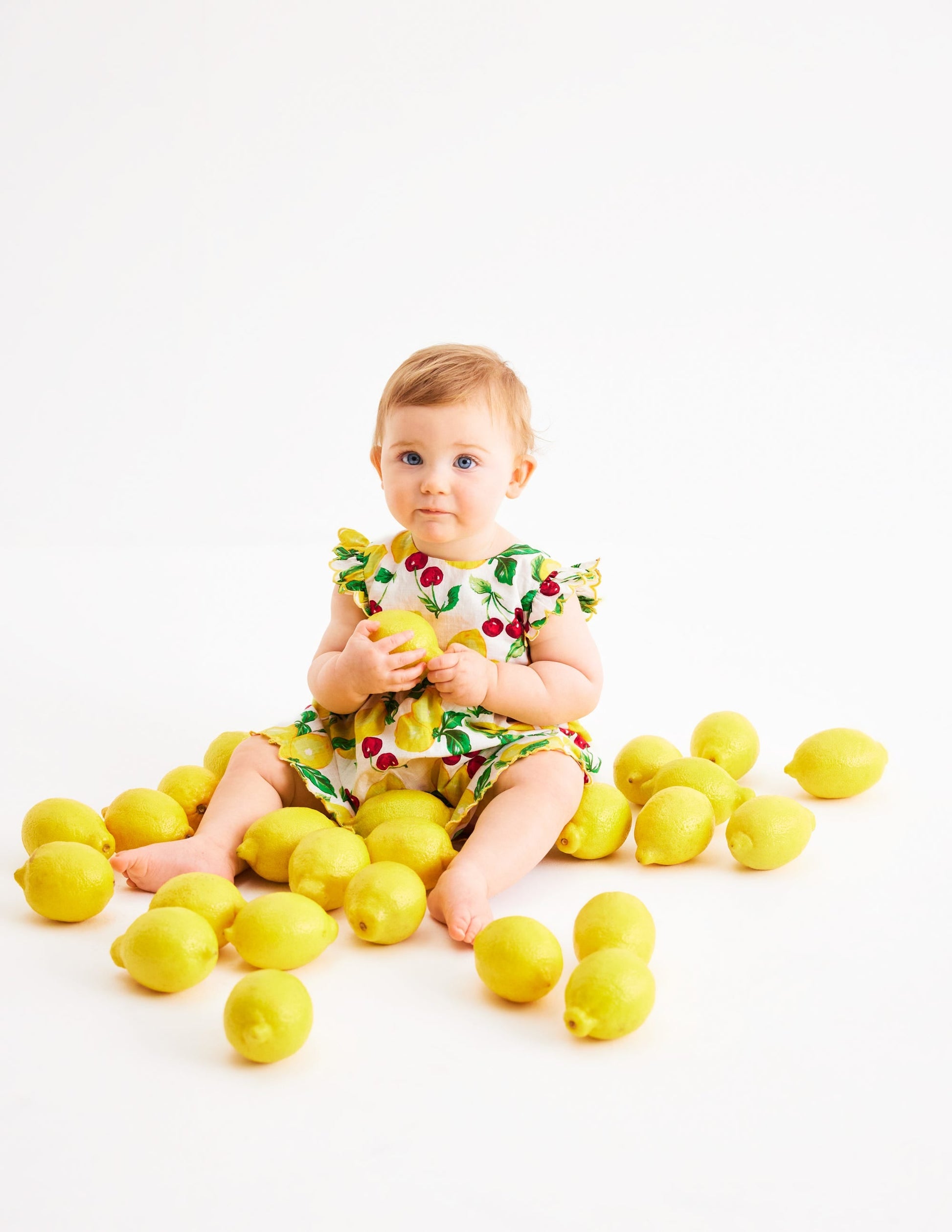 Woven Frill Dress-Soft Ivory Lemons and Cherries-4