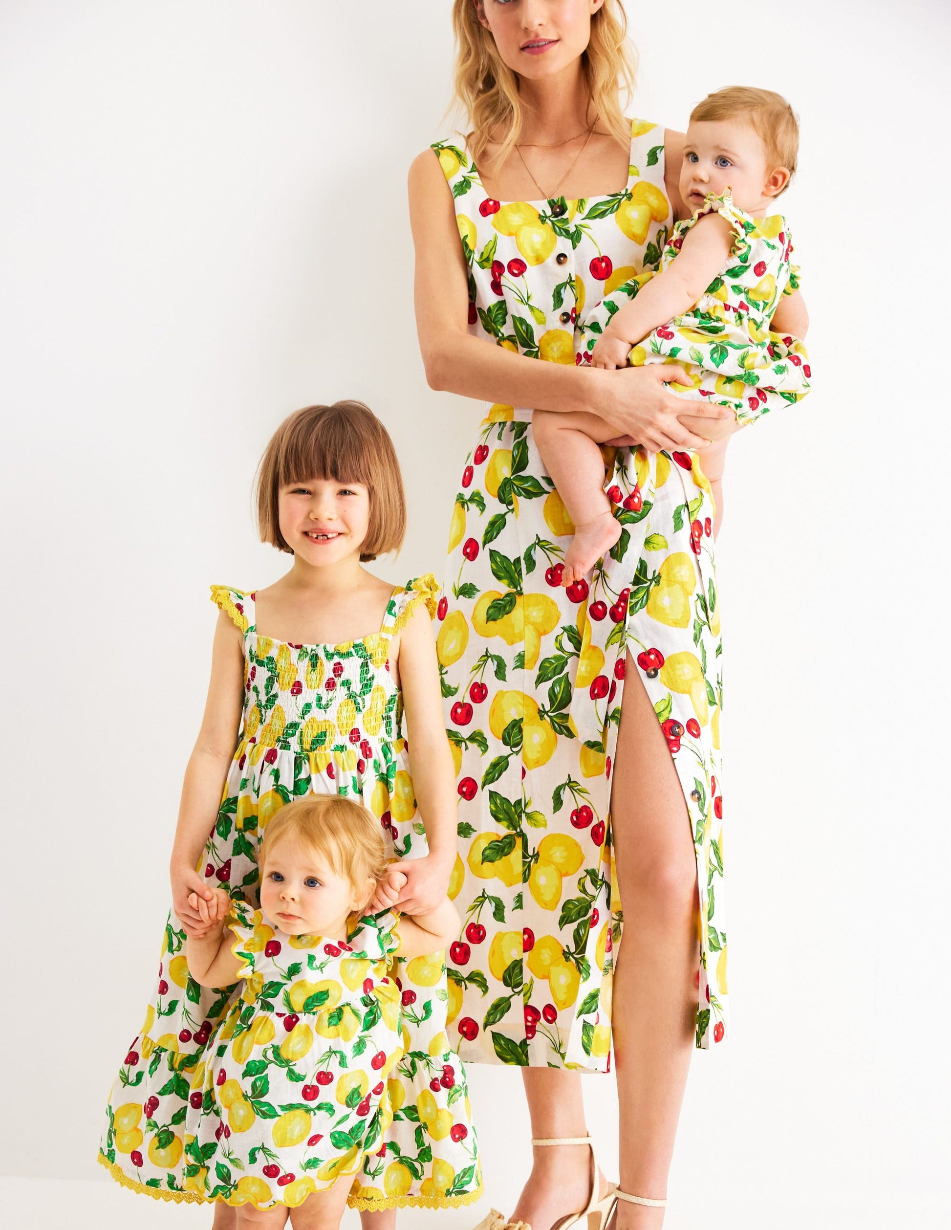 Woven Frill Dress-Soft Ivory Lemons and Cherries-5