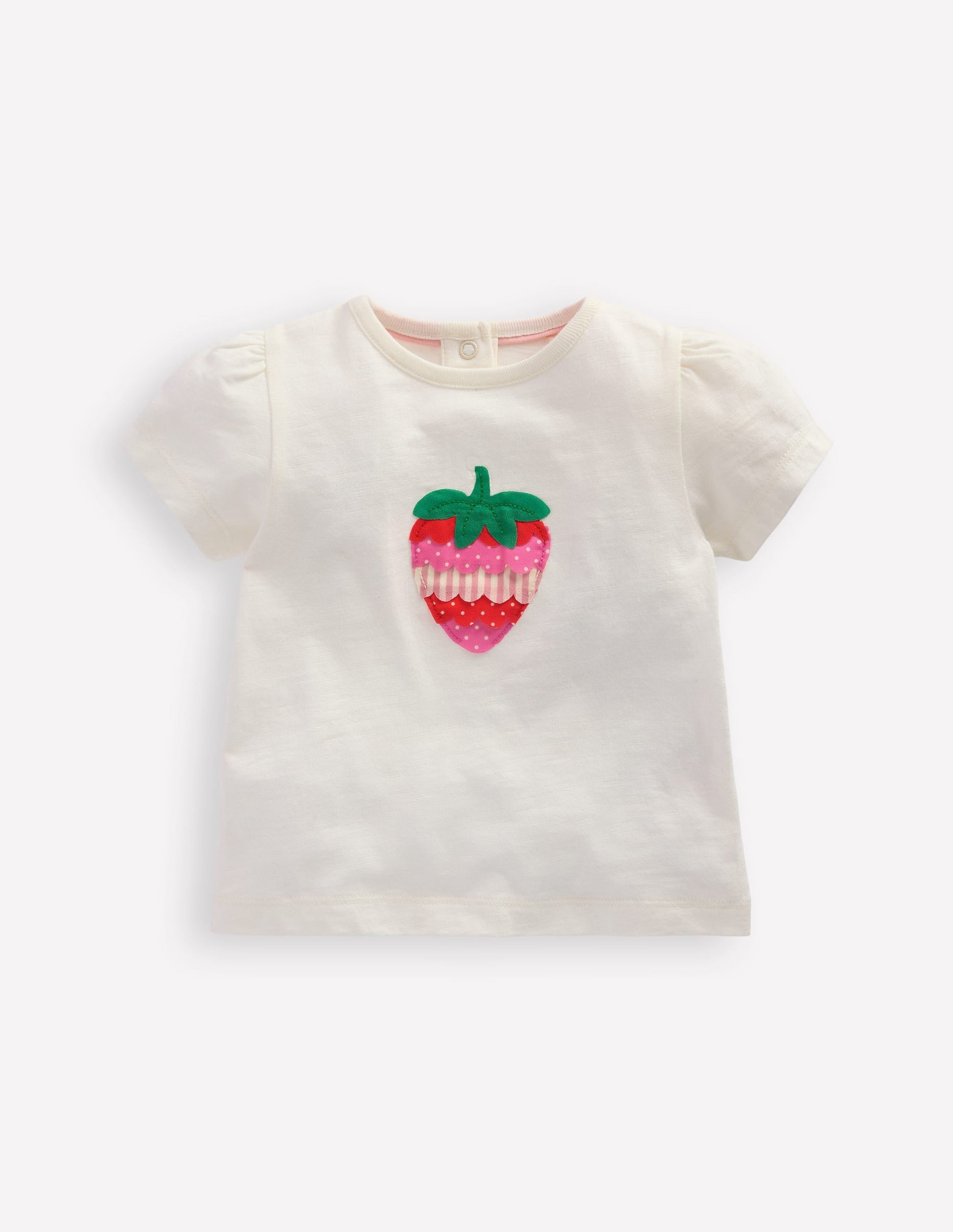Girls Puff Sleeve Logo T-Shirt-Soft Ivory-1