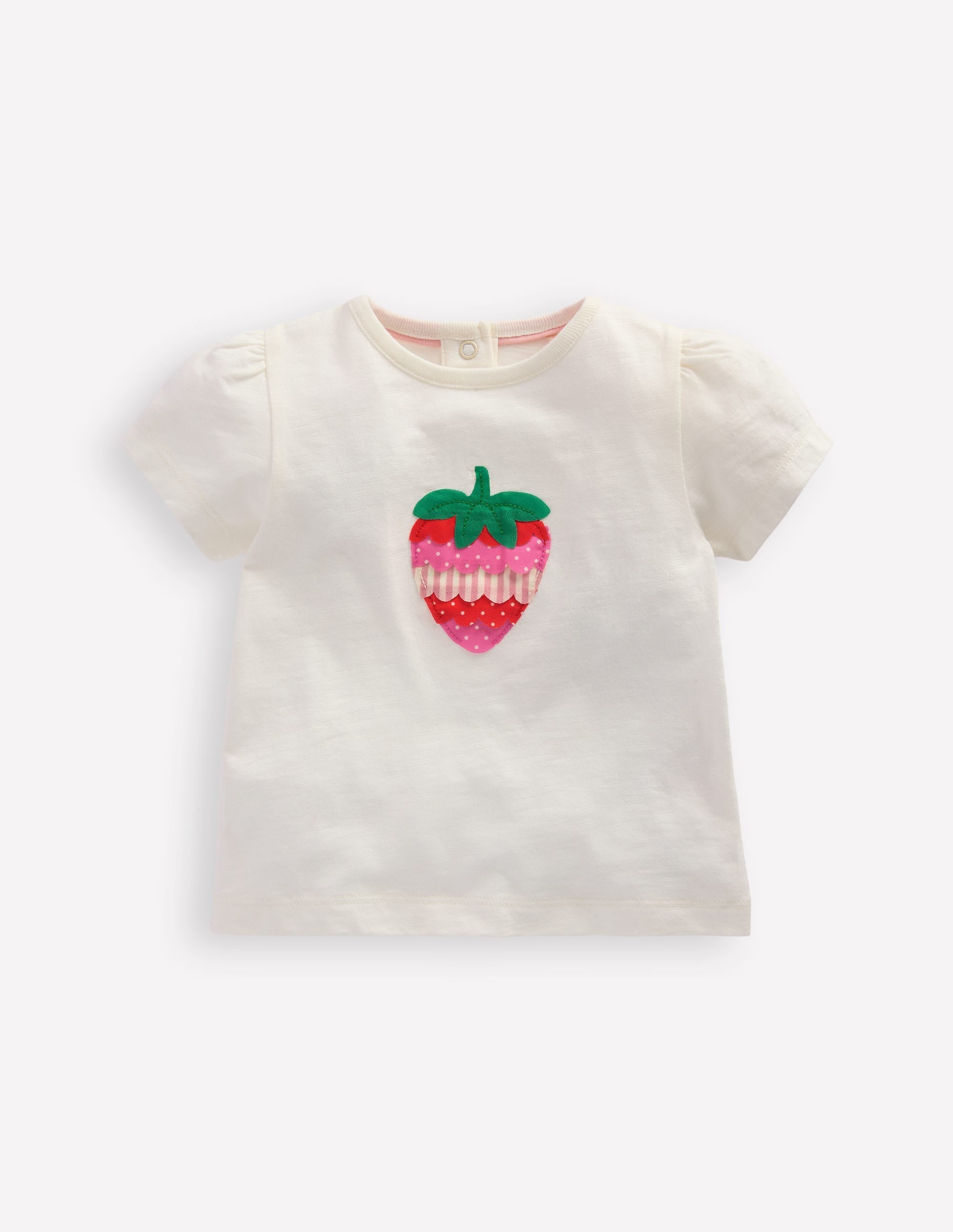 Girls Puff Sleeve Logo T-Shirt-Soft Ivory - Image 1