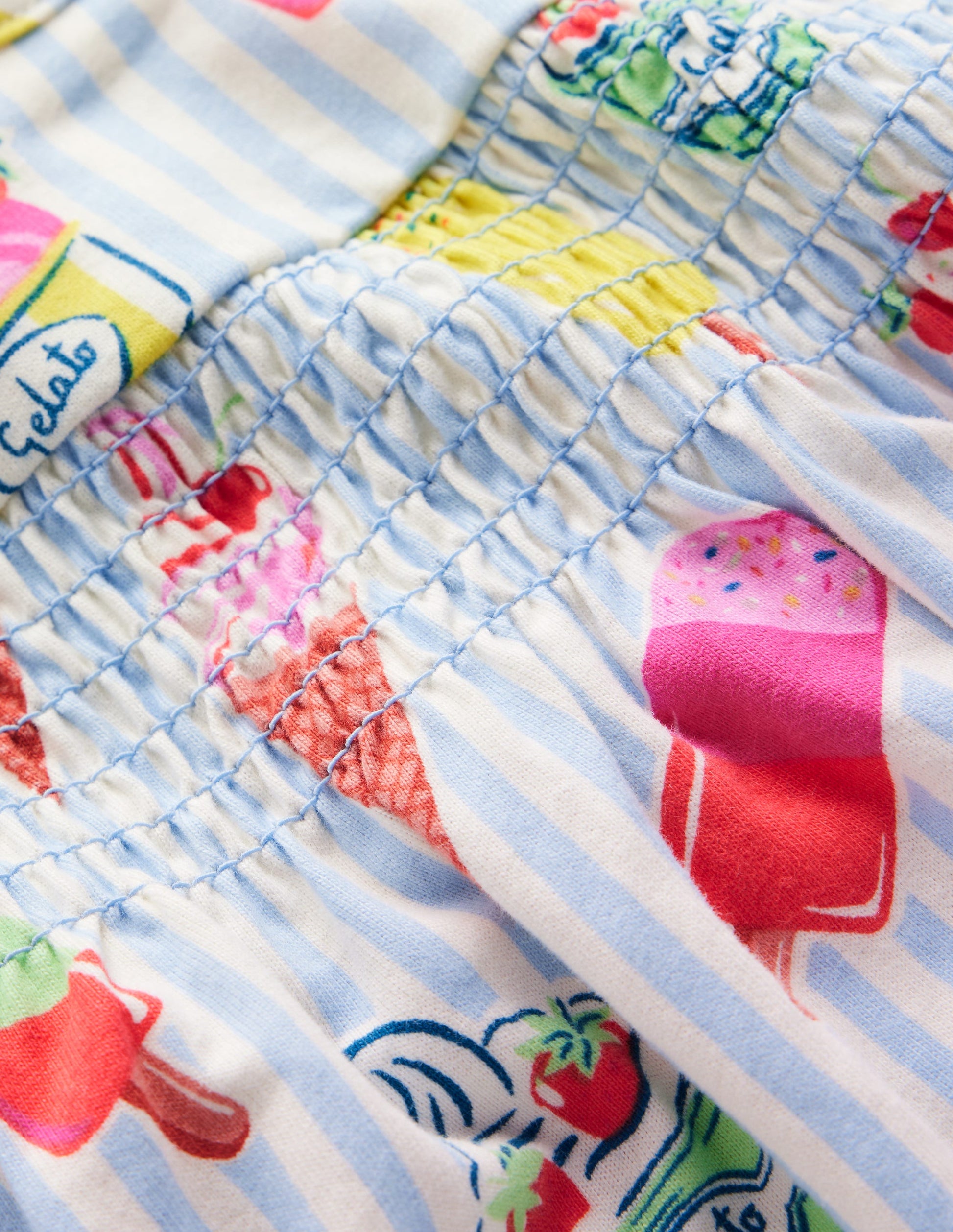 Shirred Jersey Dress-Blue Ice Creams-3