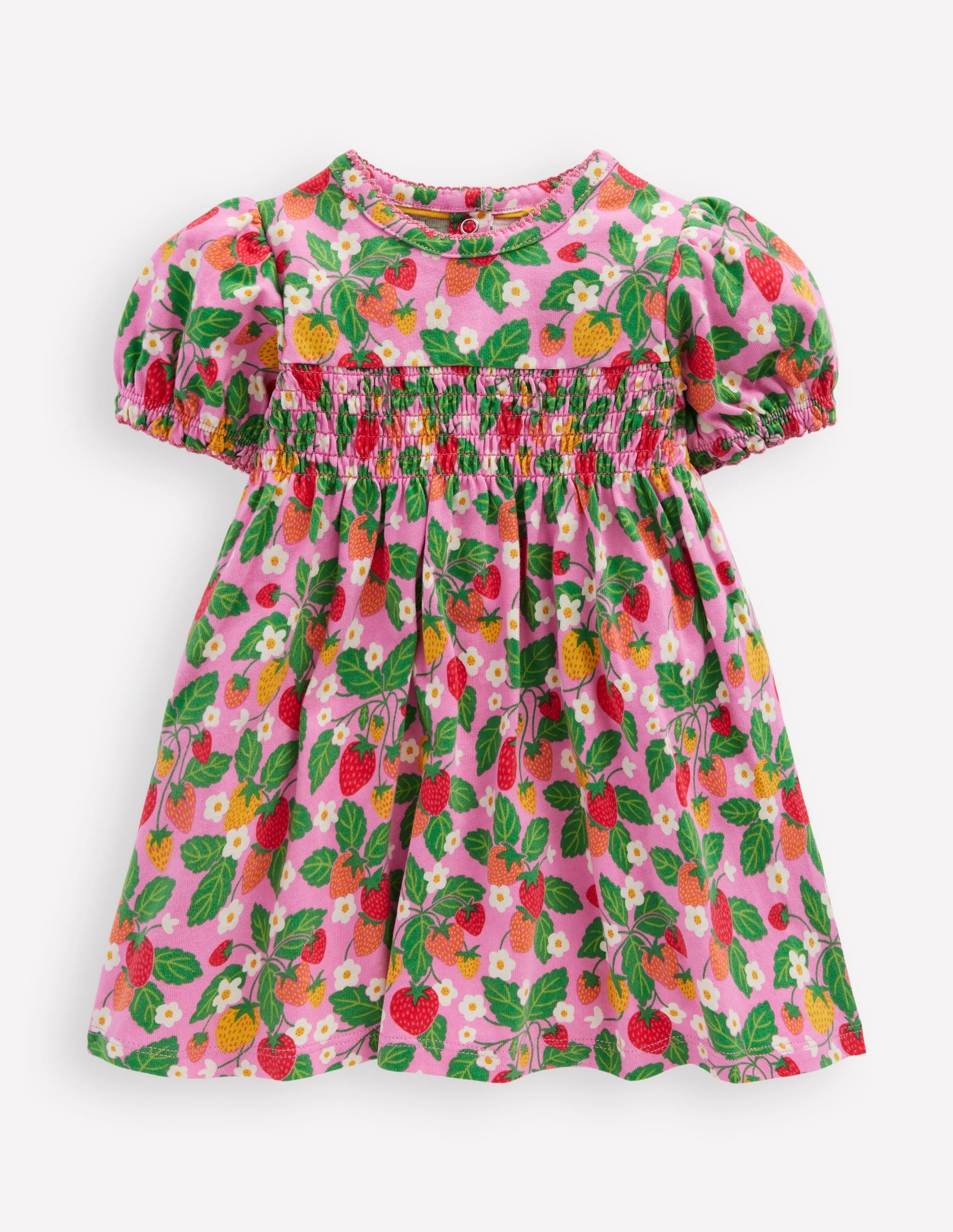 Shirred Jersey Dress-Vintage Mauve Strawberry Patch-1