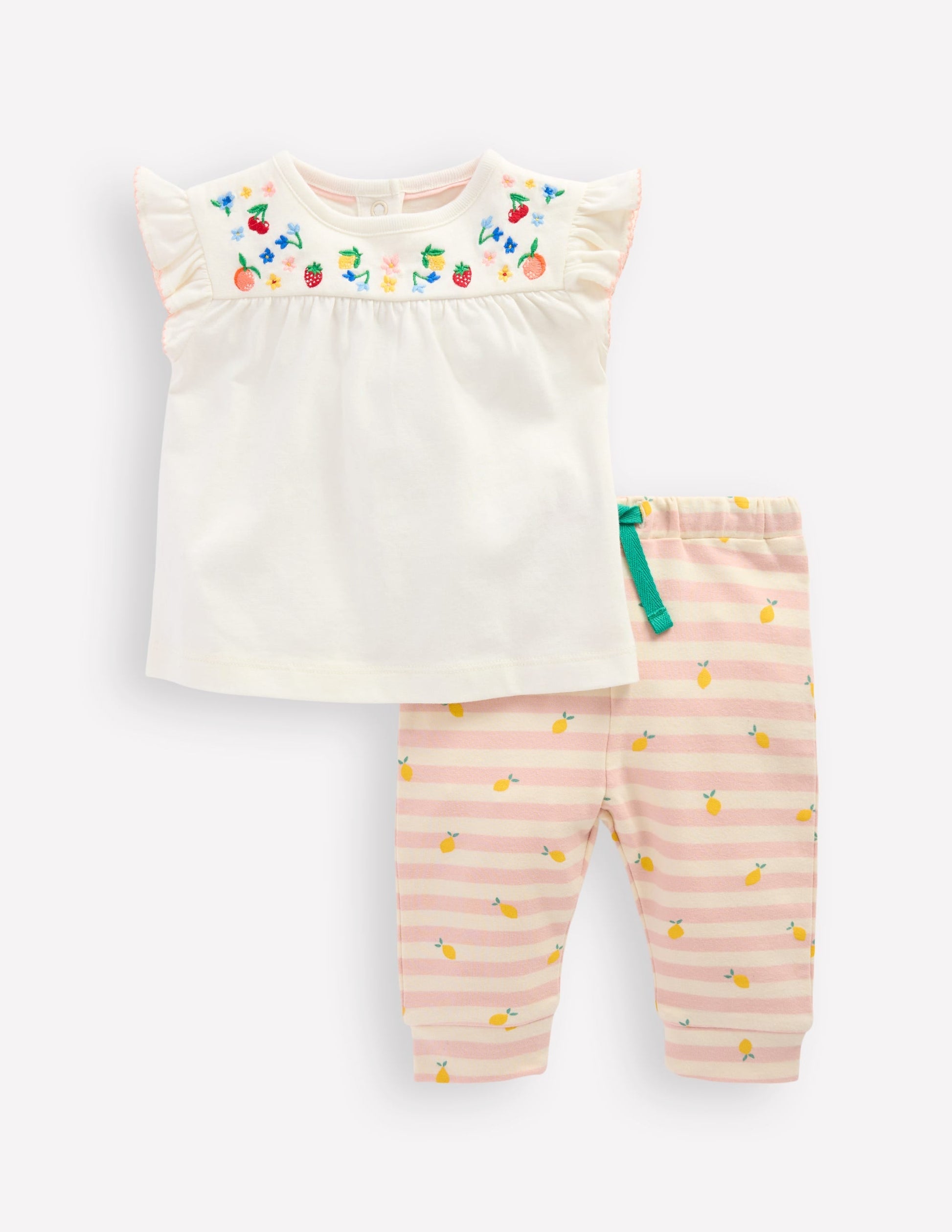 Embroidered Jersey Set-Soft Ivory Fruit-1