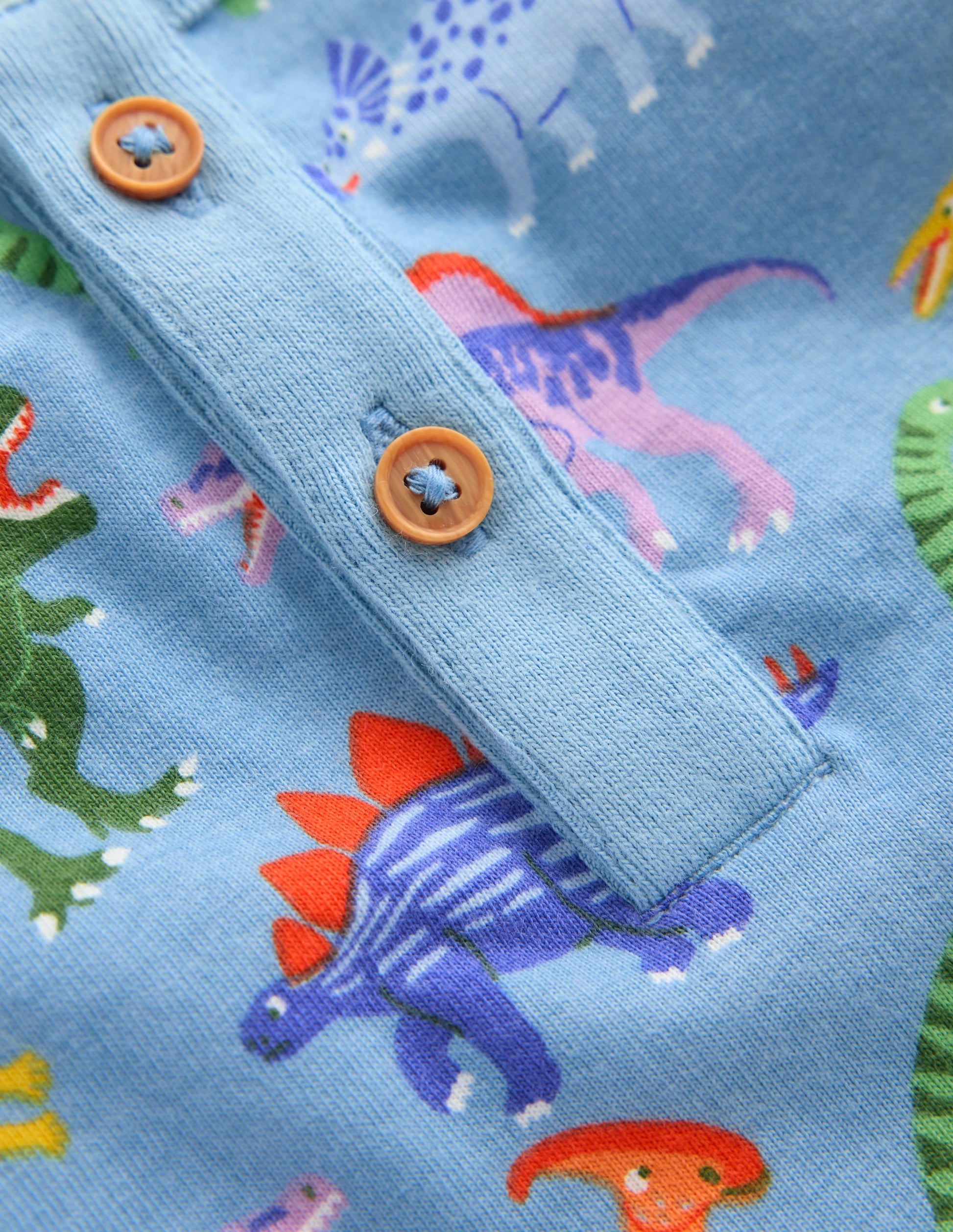 Short Sleeve Printed Play Set-Vintage Blue Dinosaurs-3