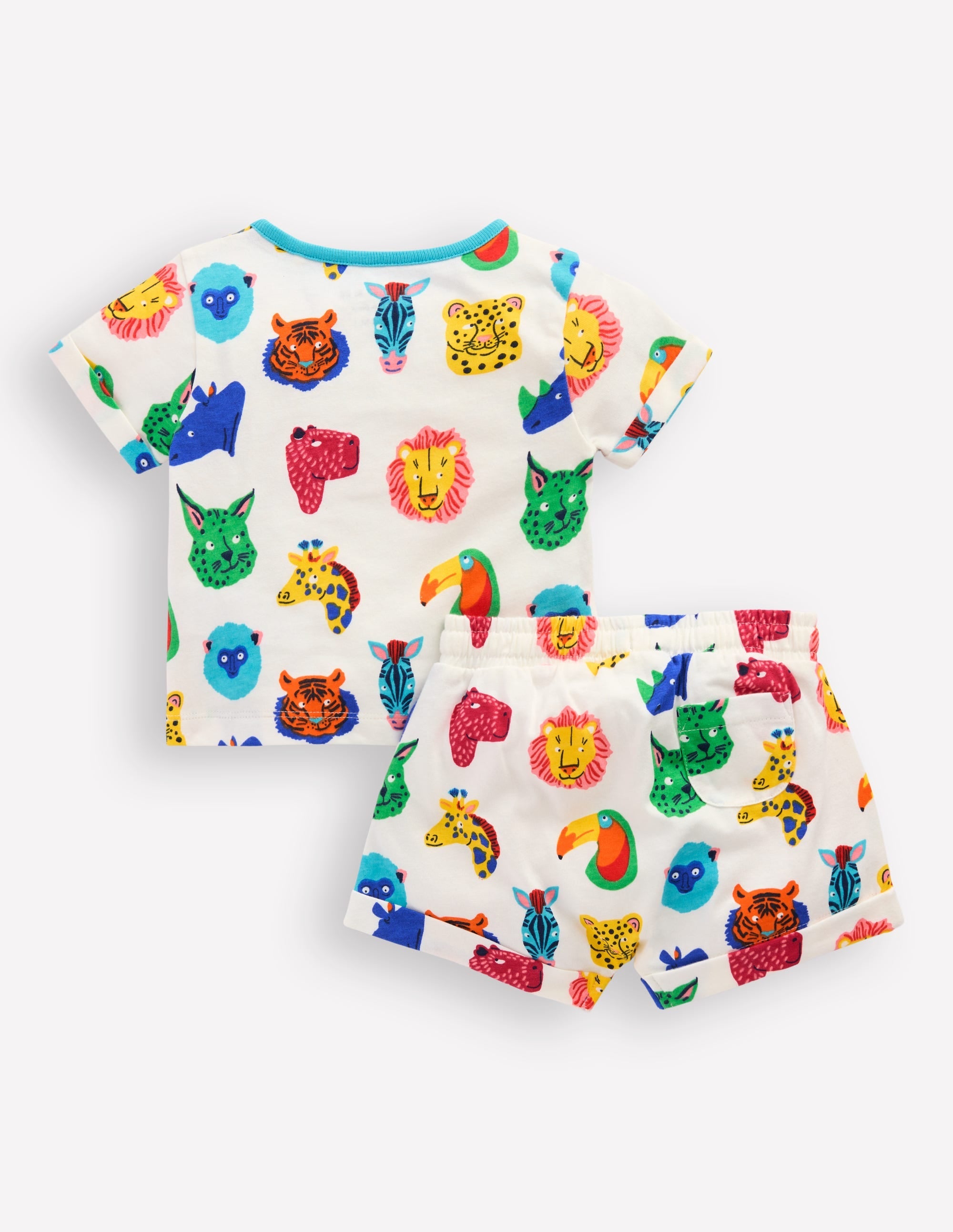 Short Sleeve Printed Play Set-Multi Jungle Faces - Image 2