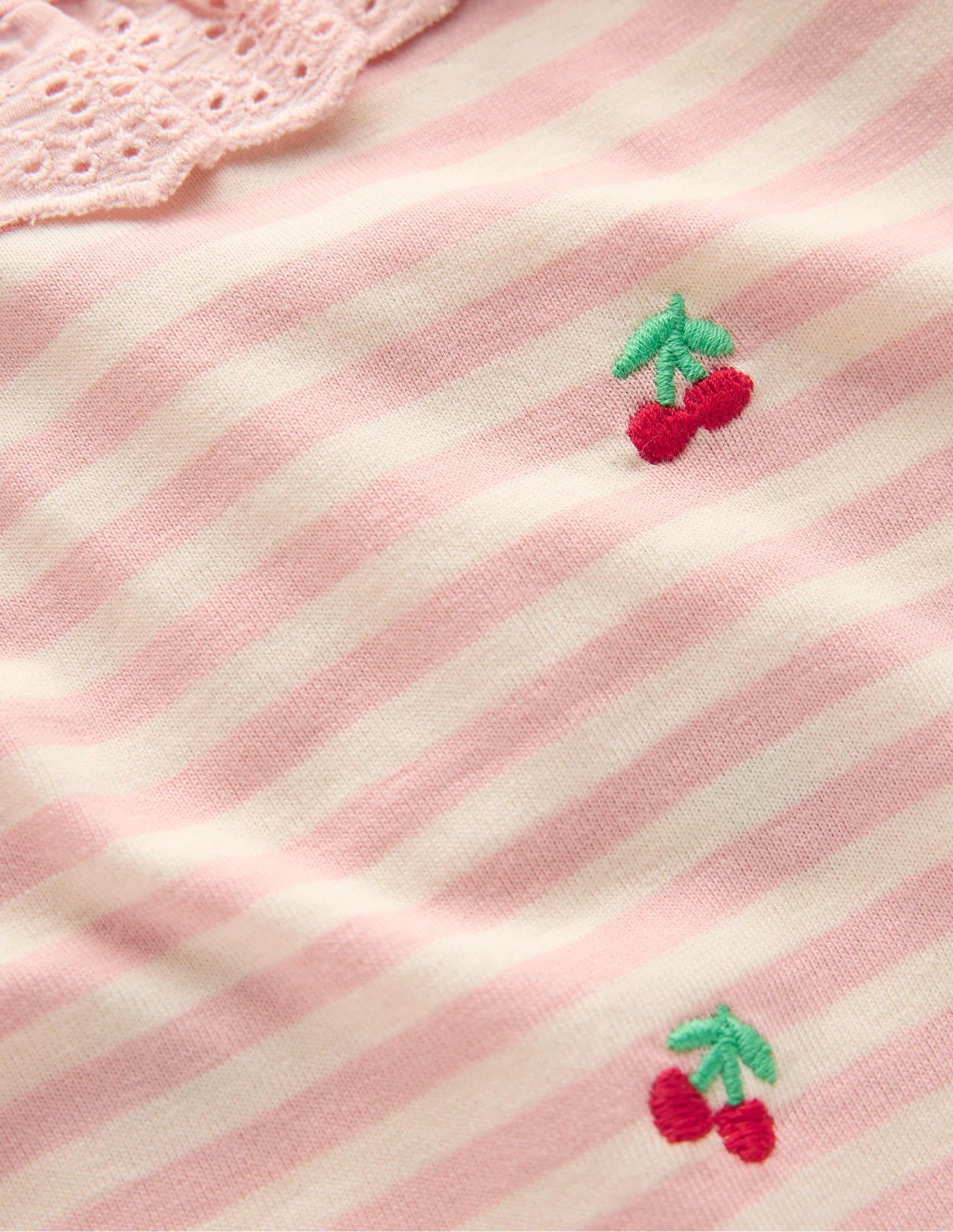 Embroidered Jersey Top-Soft Ivory/ Chalk Pink-3