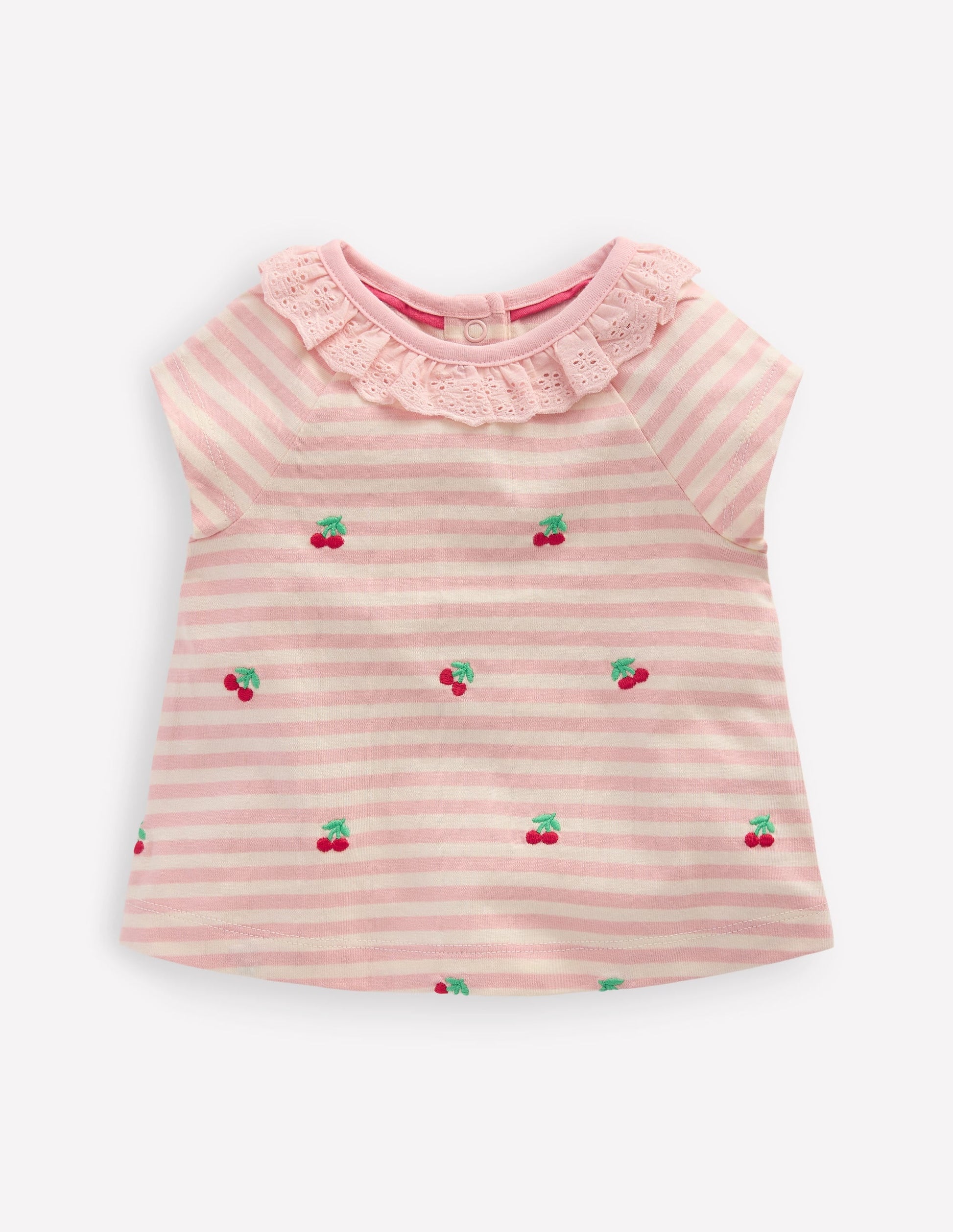 Embroidered Jersey Top-Soft Ivory/ Chalk Pink-1