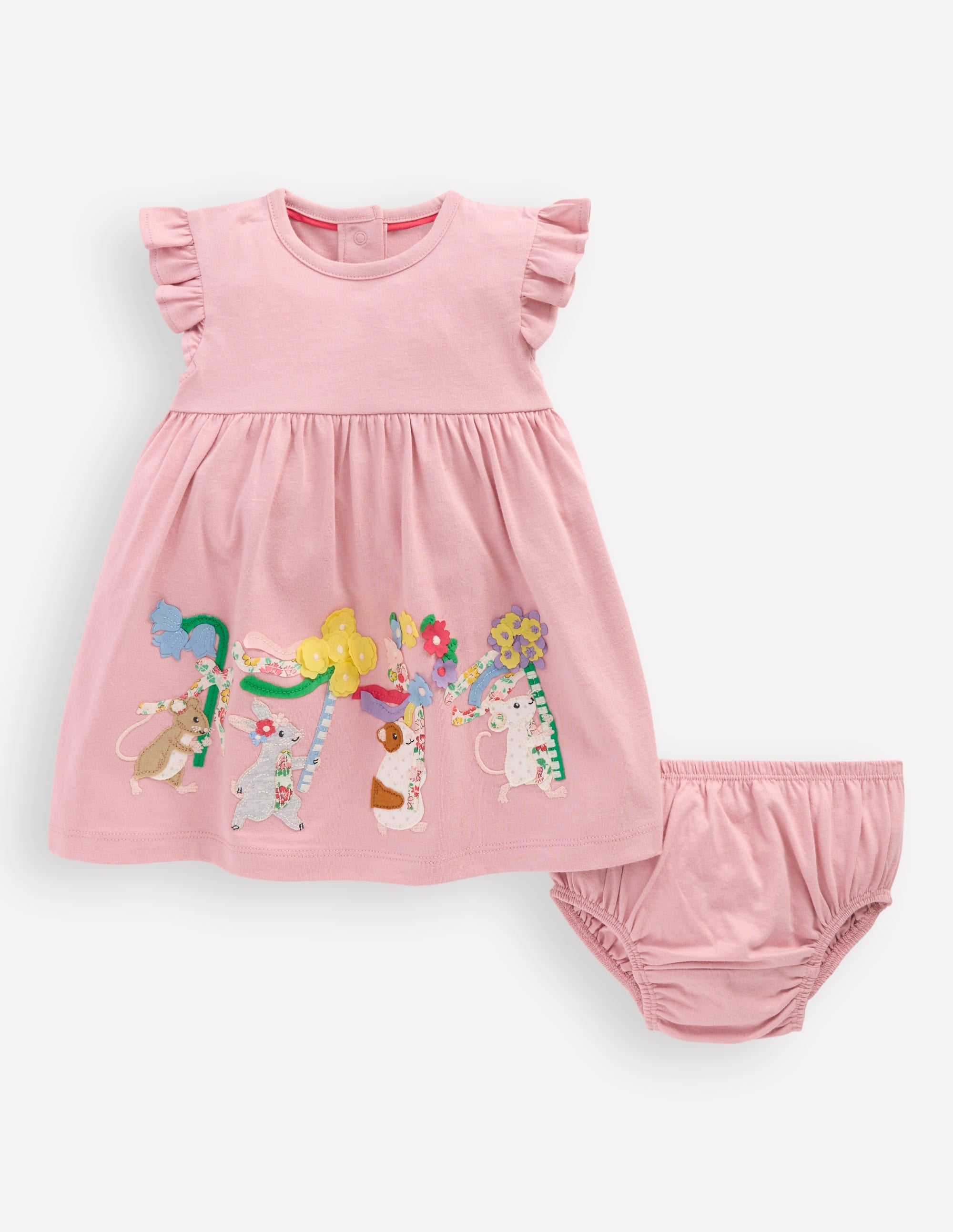 Logo Jersey Frill Sleeve Dress-Zephyr May Day Animals - Image 1
