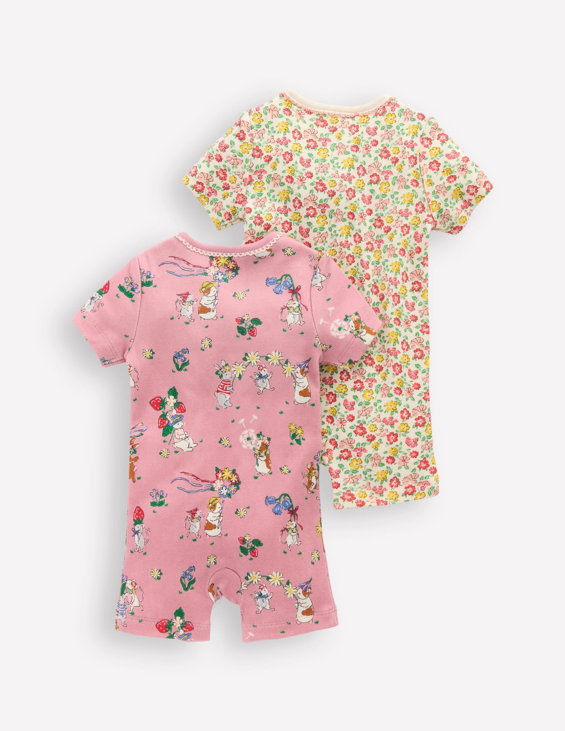Twin Pack Short Rompers-Multi Summer Flowerbed-2