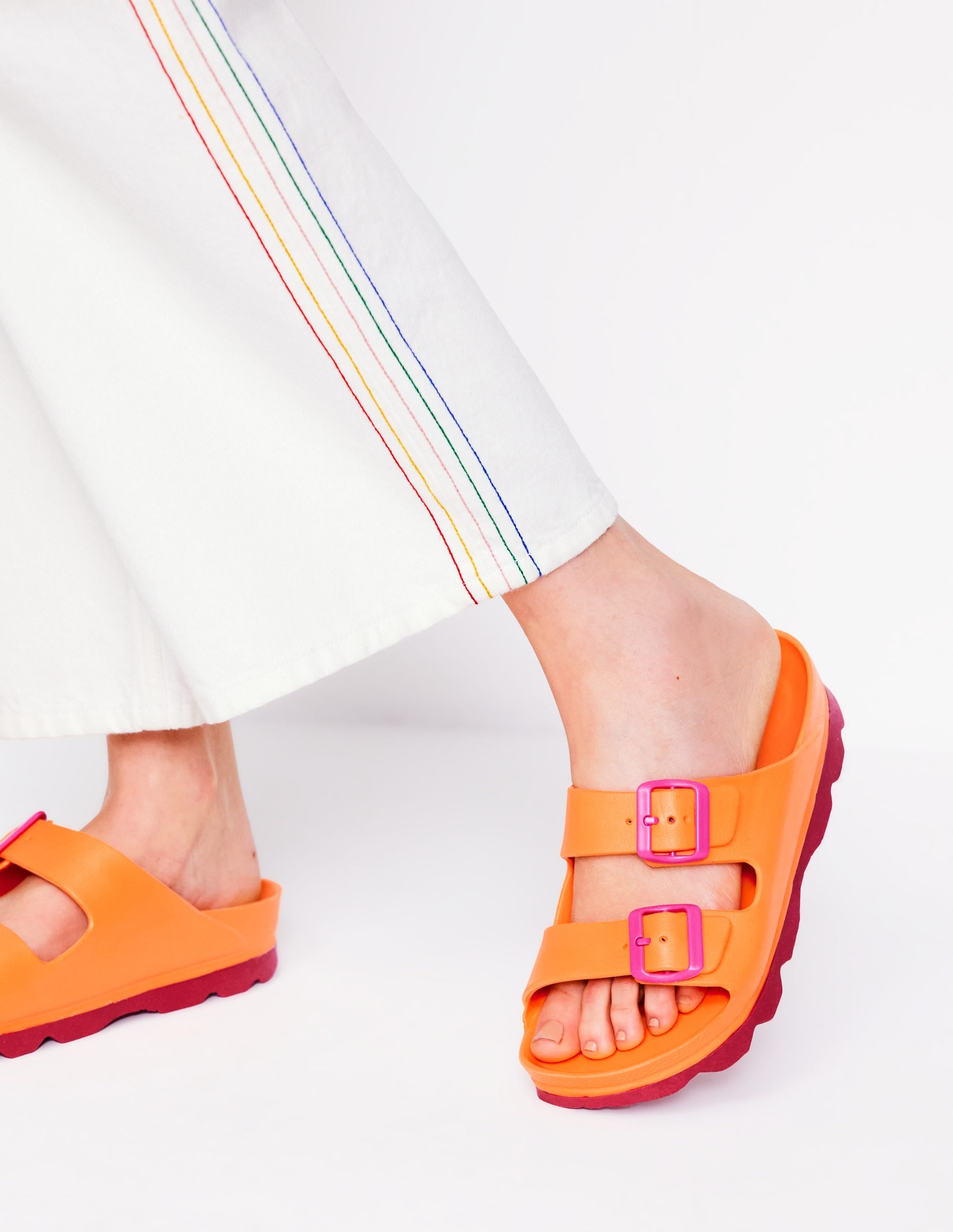Lyla Double Buckle Slide-Orange - Image 2