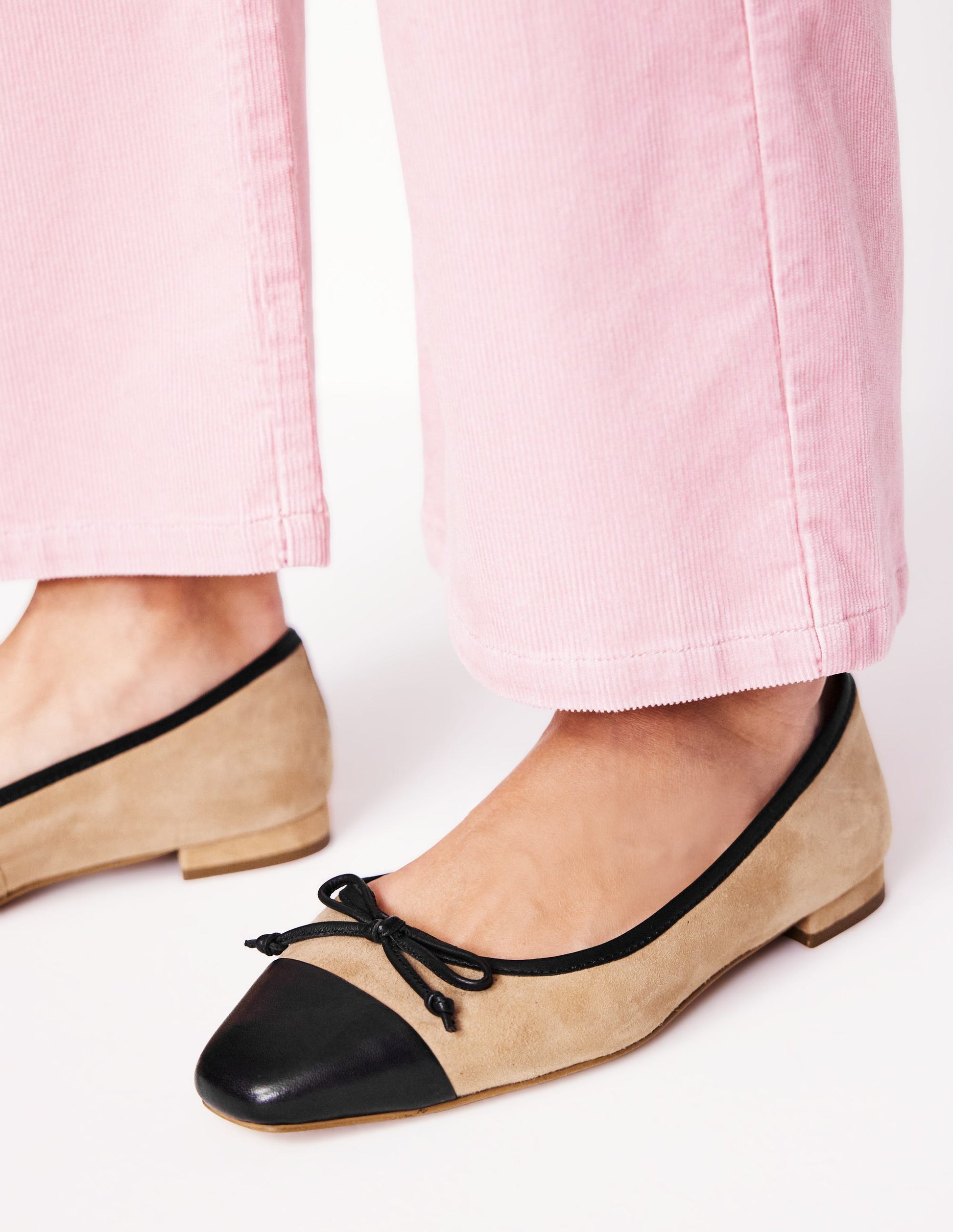 Toe Cap Ballet Flat-Macchiato Suede-2