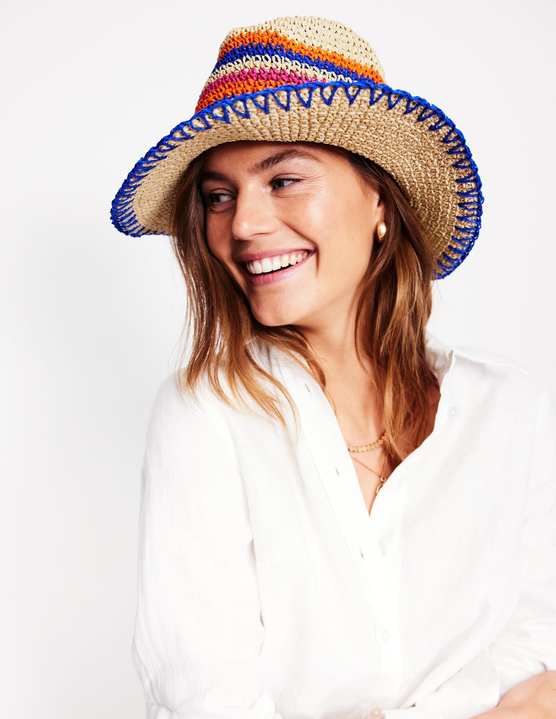 Stripe Straw Hat-Multi Stripe-2