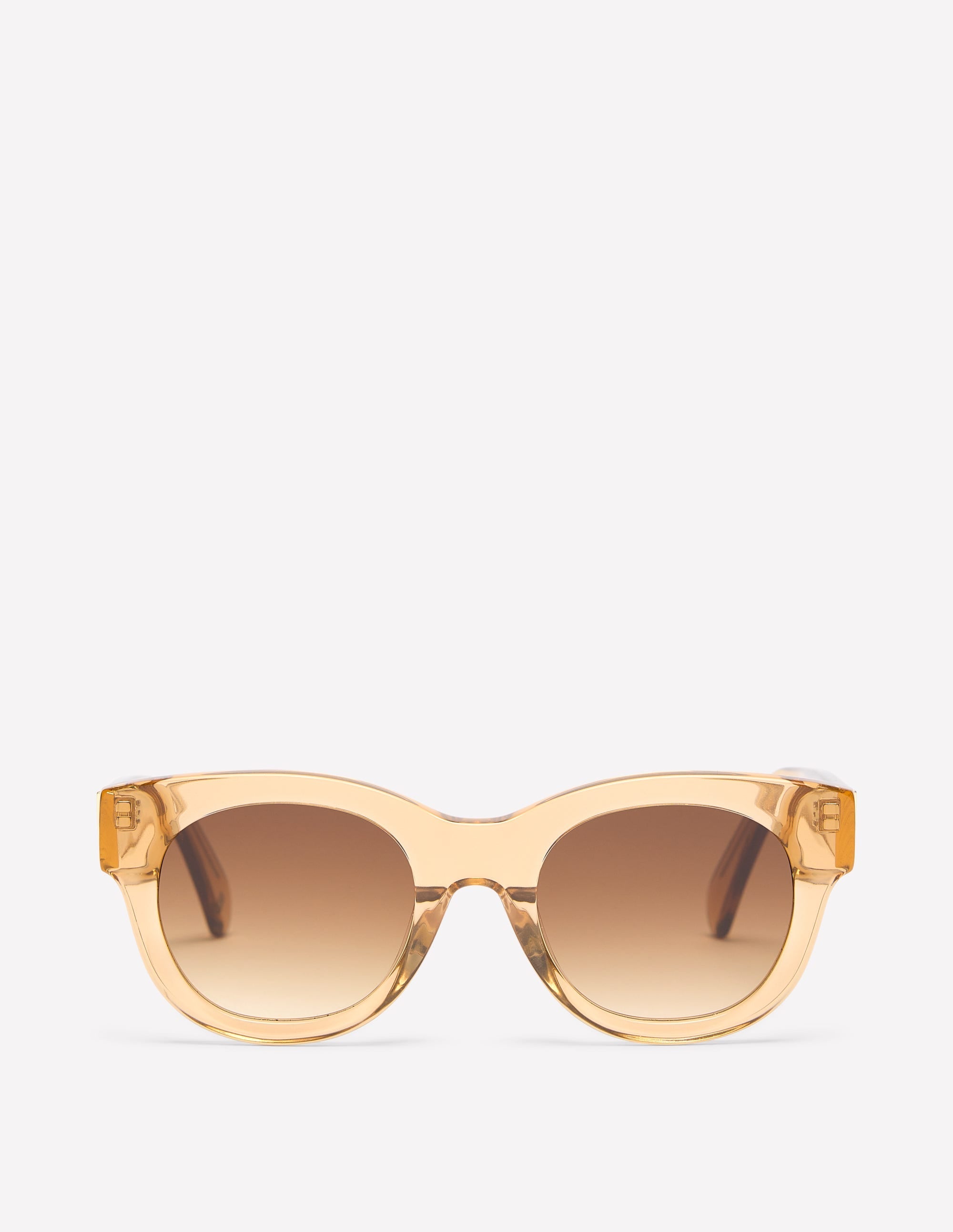 Round Acetate Sunglasses-Crystal Taupe - Image 1