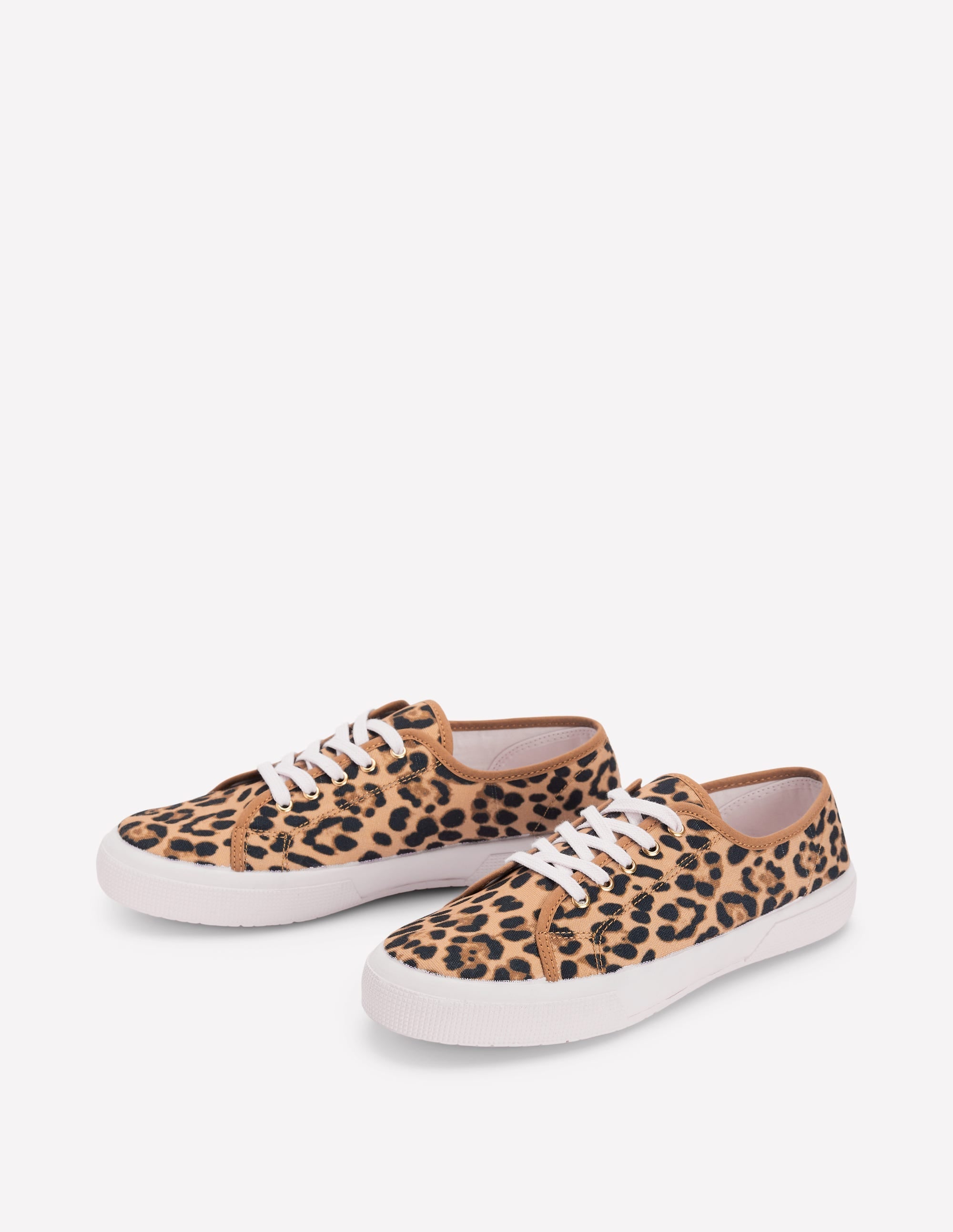 Contrast Lace Up Plimsoll-Leopard - Image 3