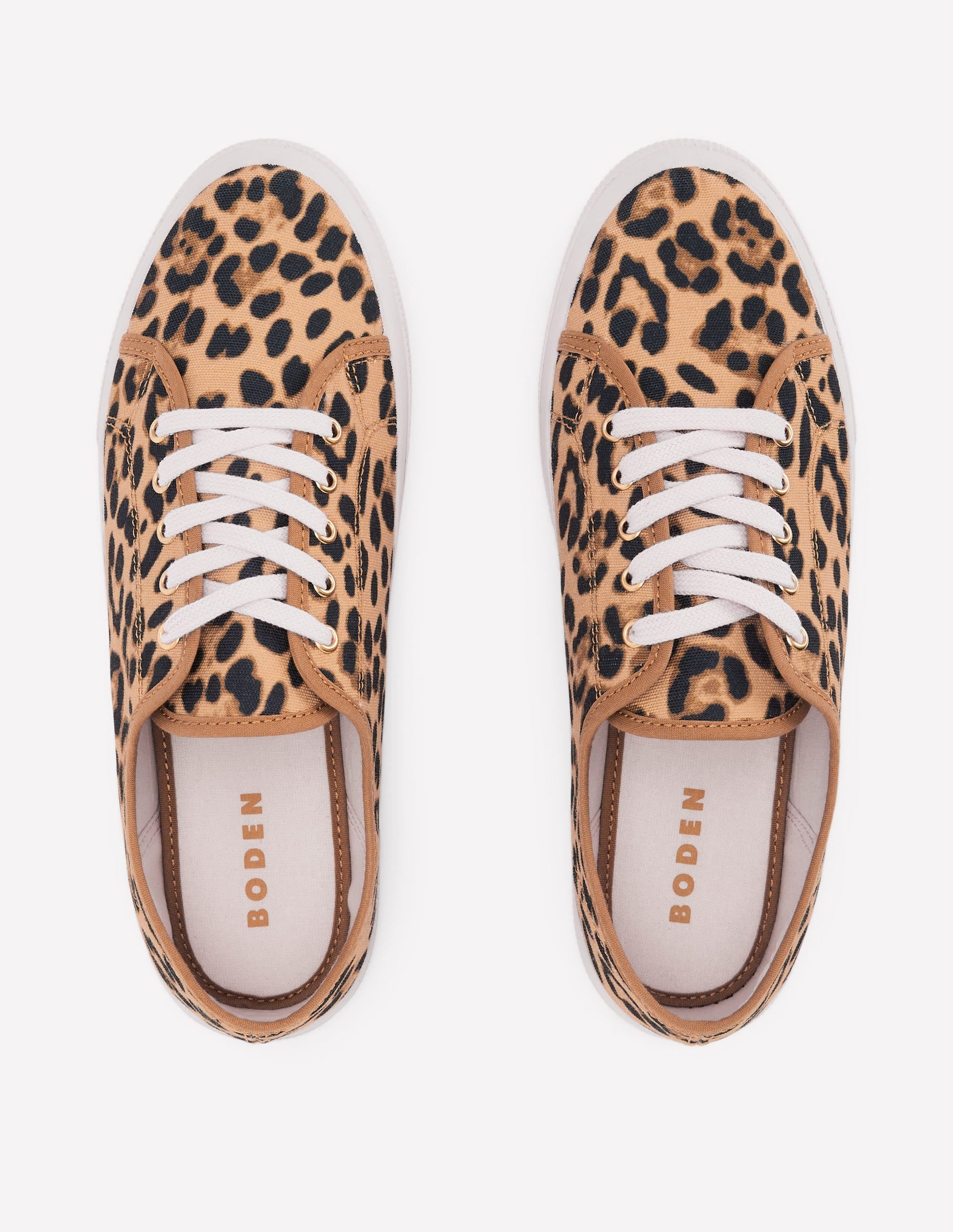 Contrast Lace Up Plimsoll-Leopard-5