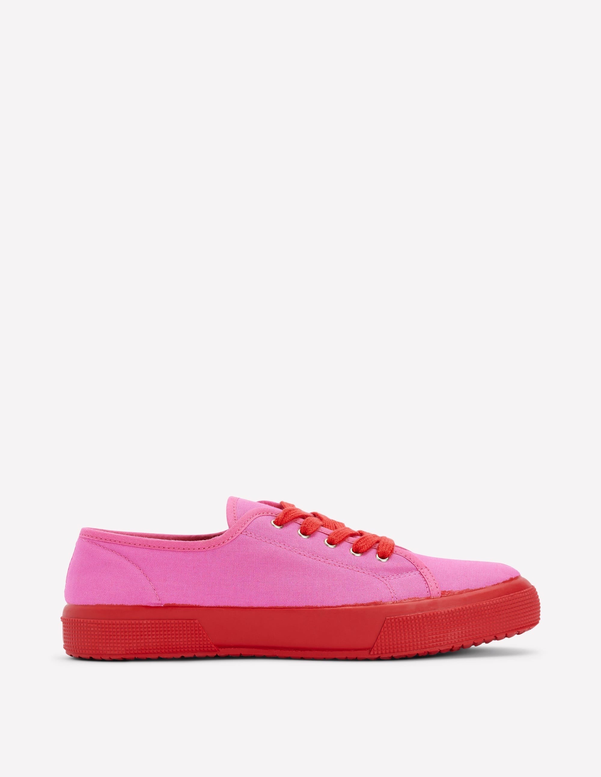 Contrast Lace Up Plimsoll-Festival Pink/Flame Scarlet - Image 2