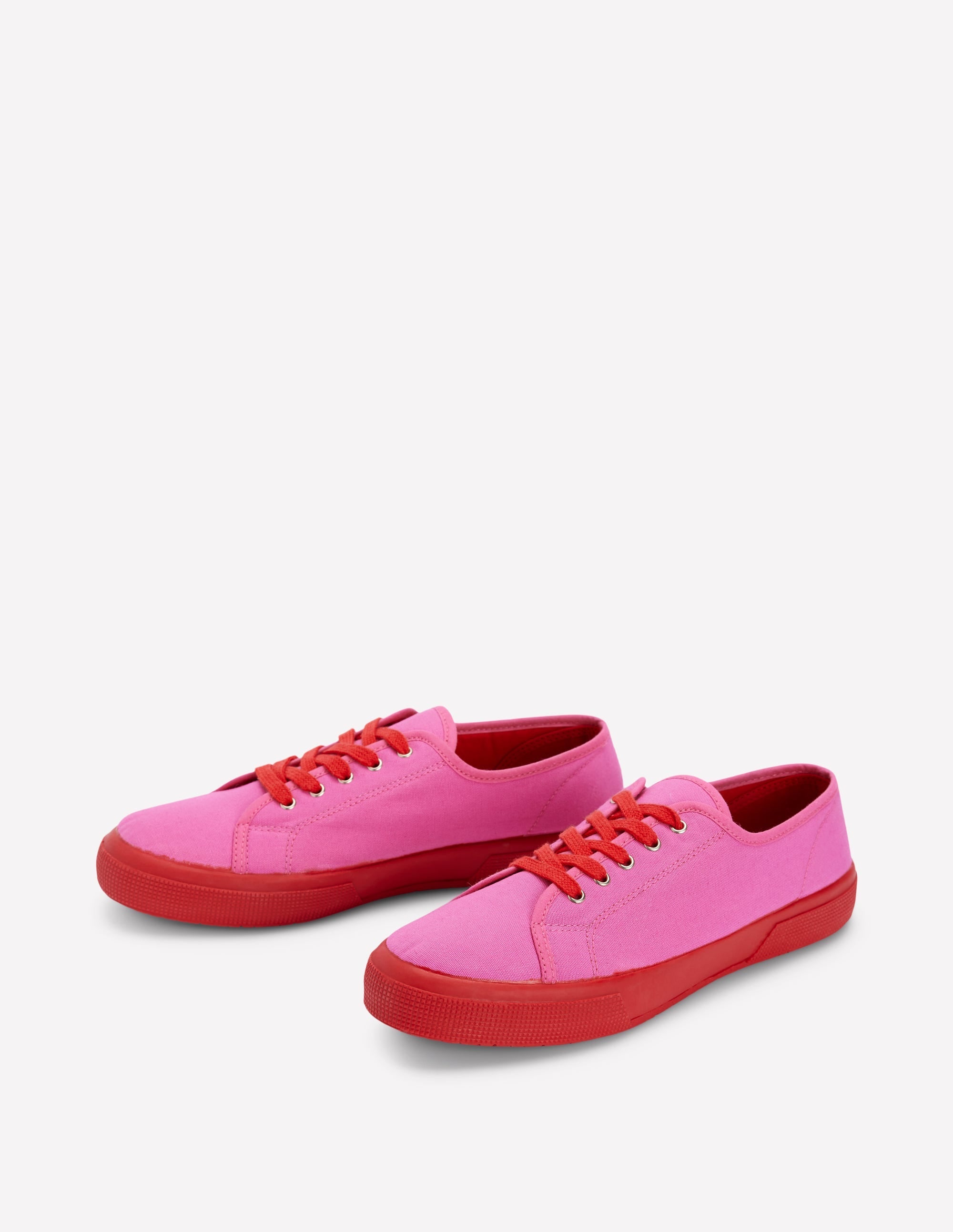 Contrast Lace Up Plimsoll-Festival Pink/Flame Scarlet - Image 3