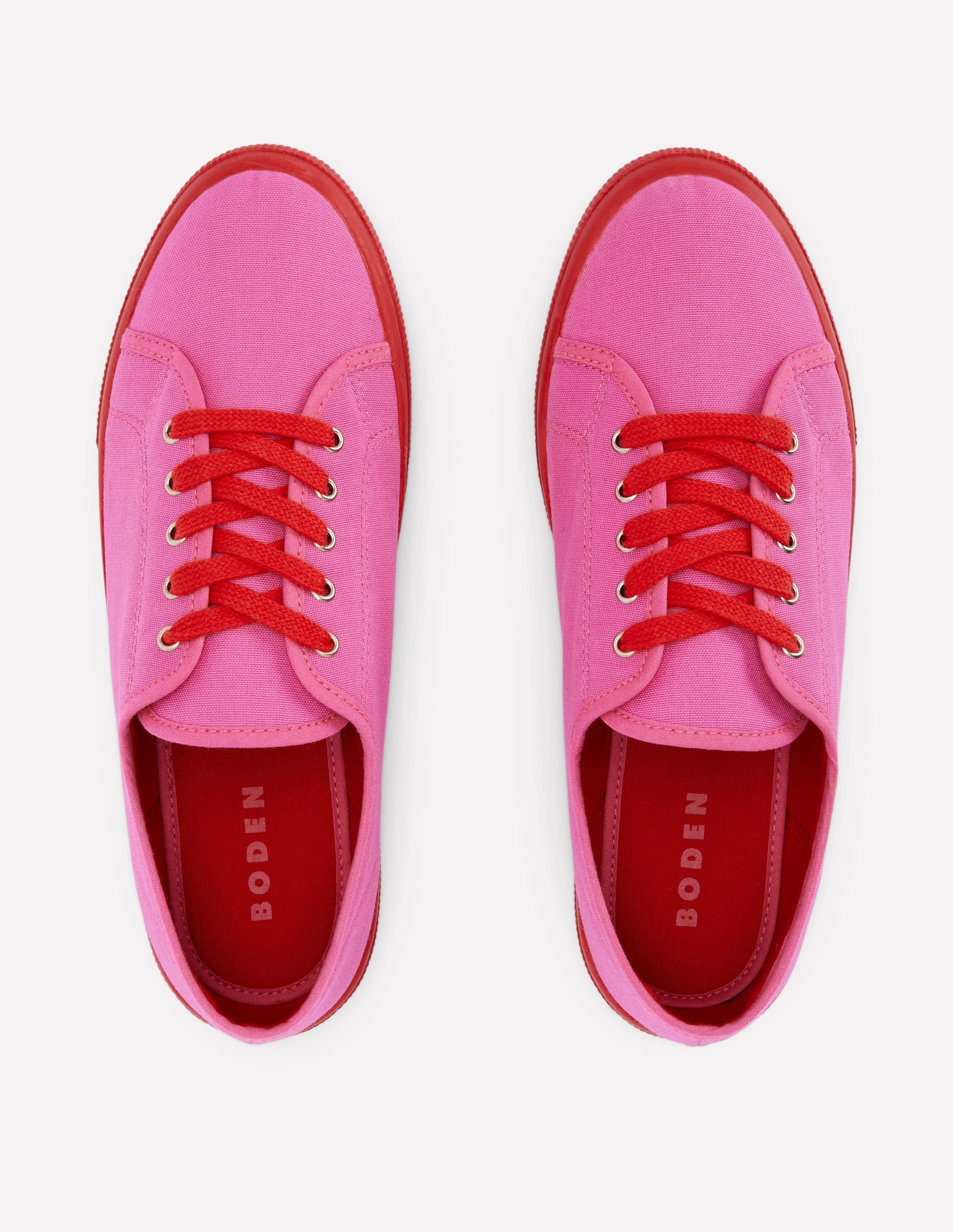 Contrast Lace Up Plimsoll-Festival Pink/Flame Scarlet - Image 5