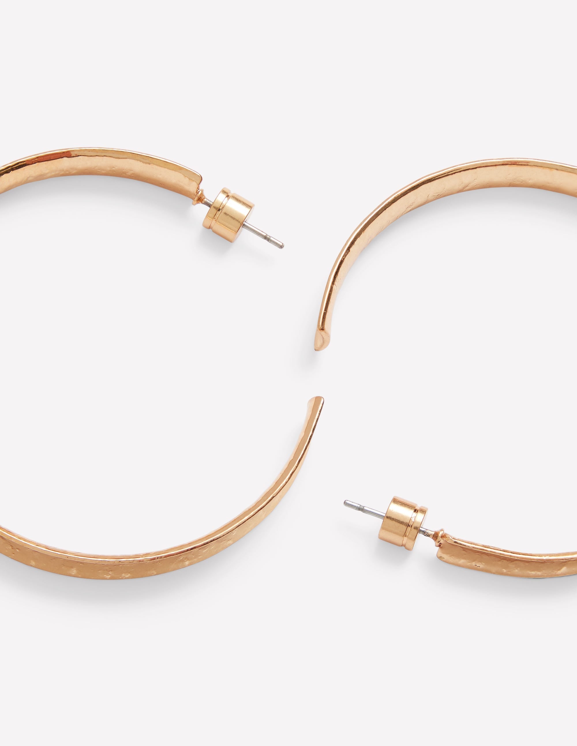 Large Hammered Hoop Earrings-Gold - Image 3