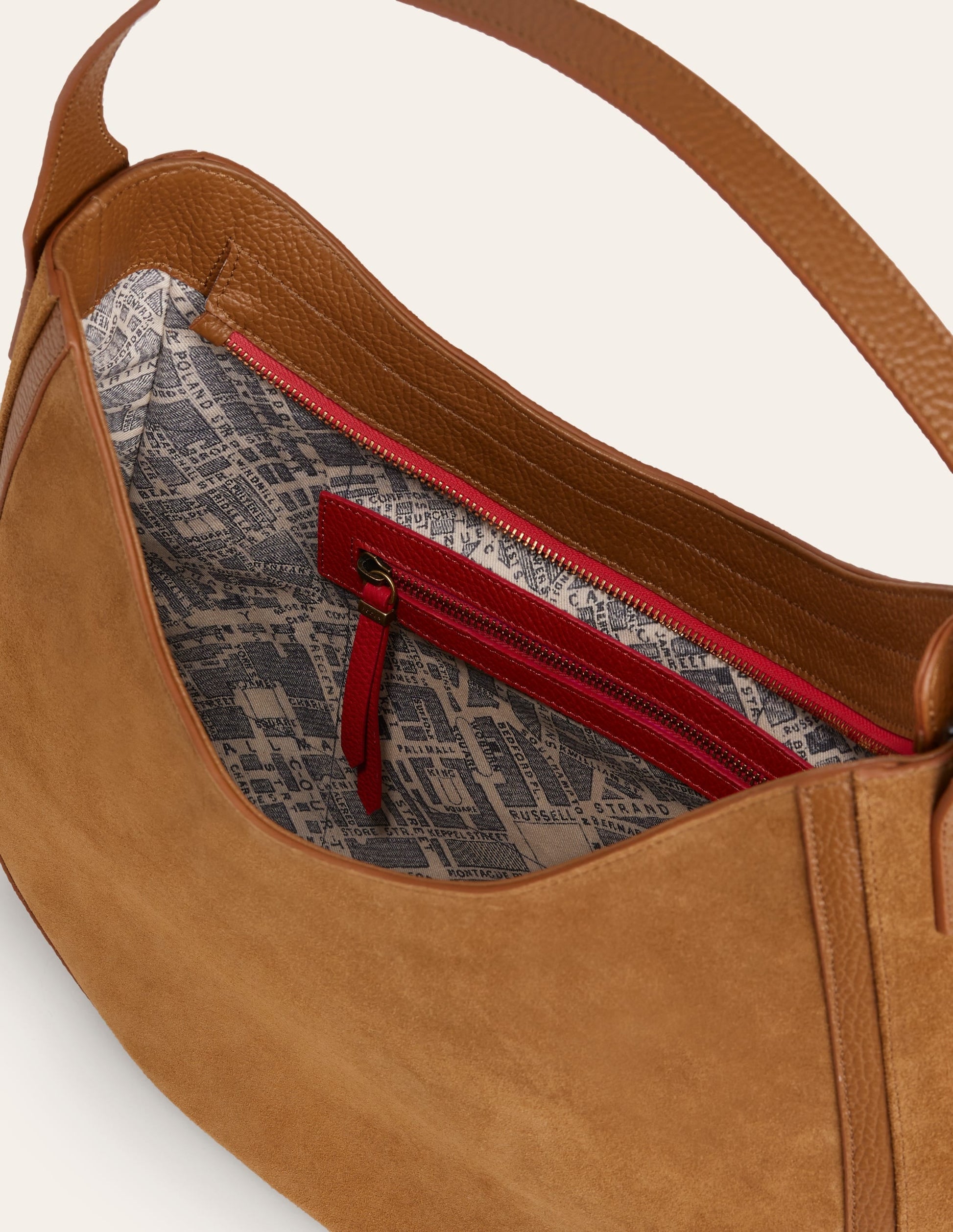 Suede Hobo Bag-Tan-4