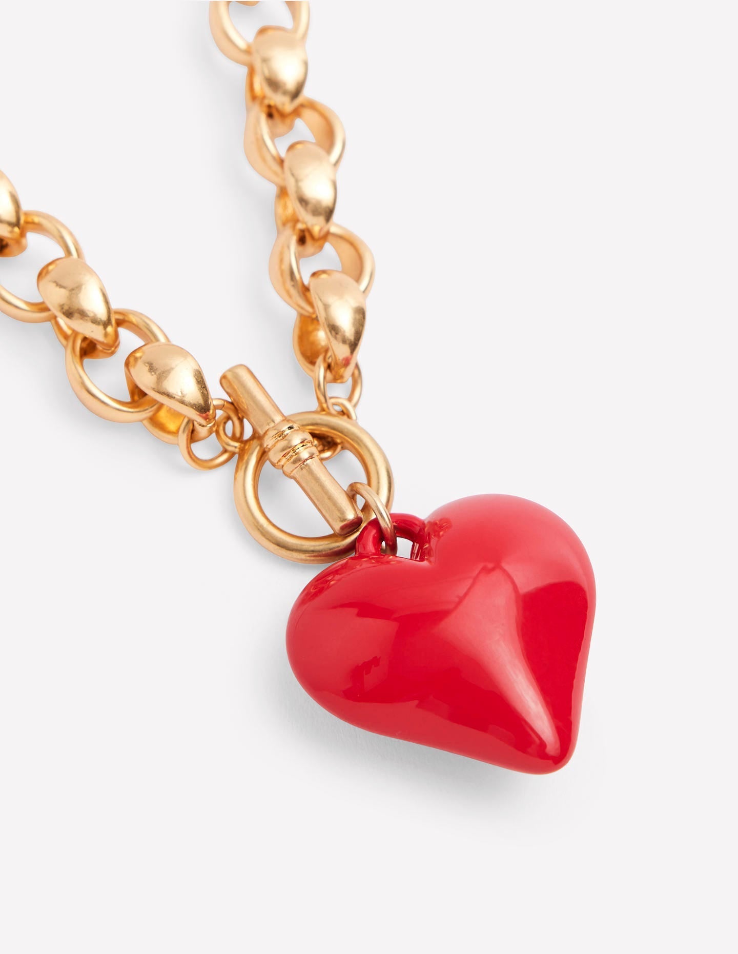 Chunky Heart Necklace-High Risk Red-3