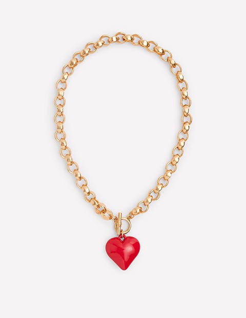 Chunky Heart Necklace-High Risk Red-1