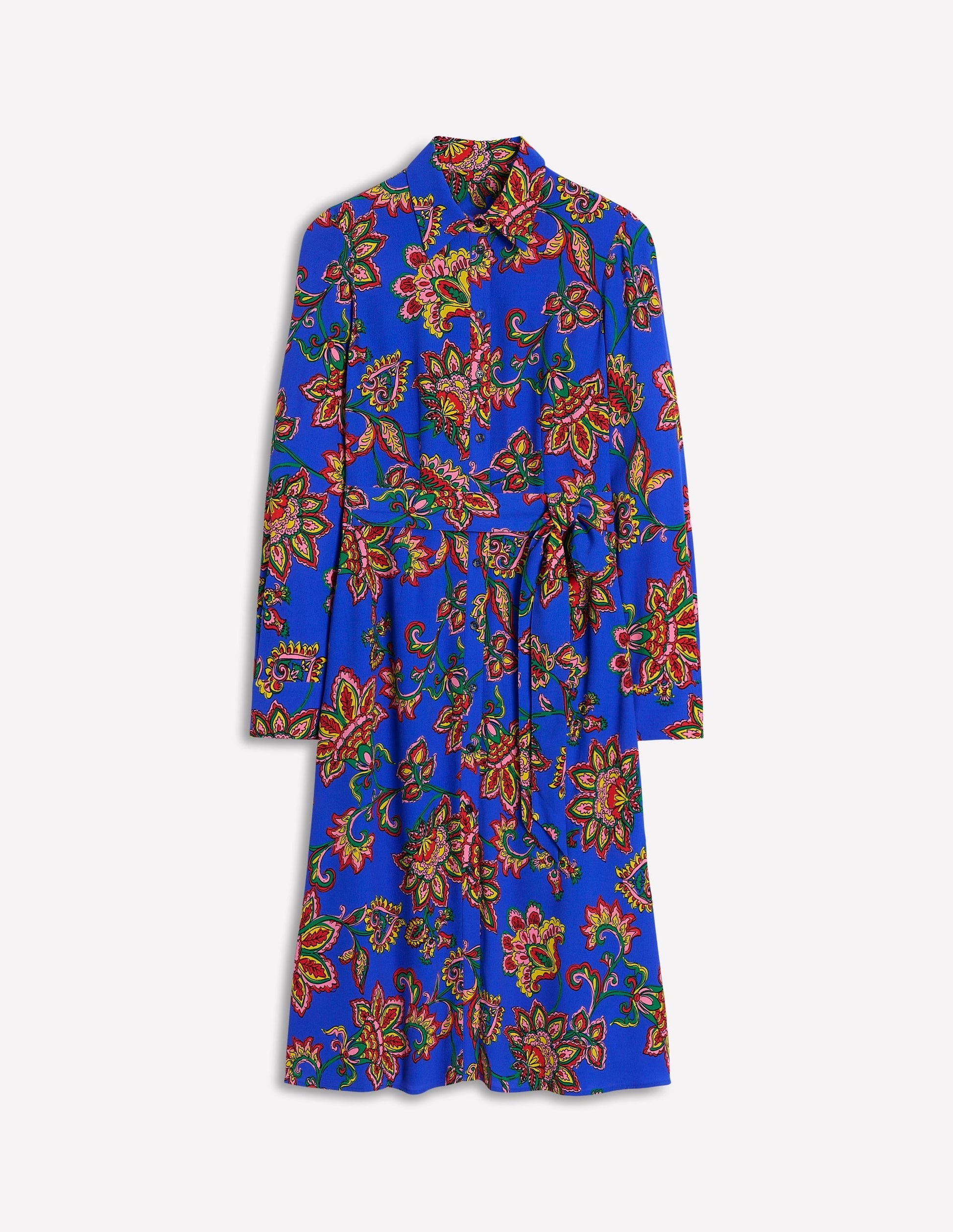 Kate Midi Shirt Dress-Gallery Blue, Whimsical Vine-5