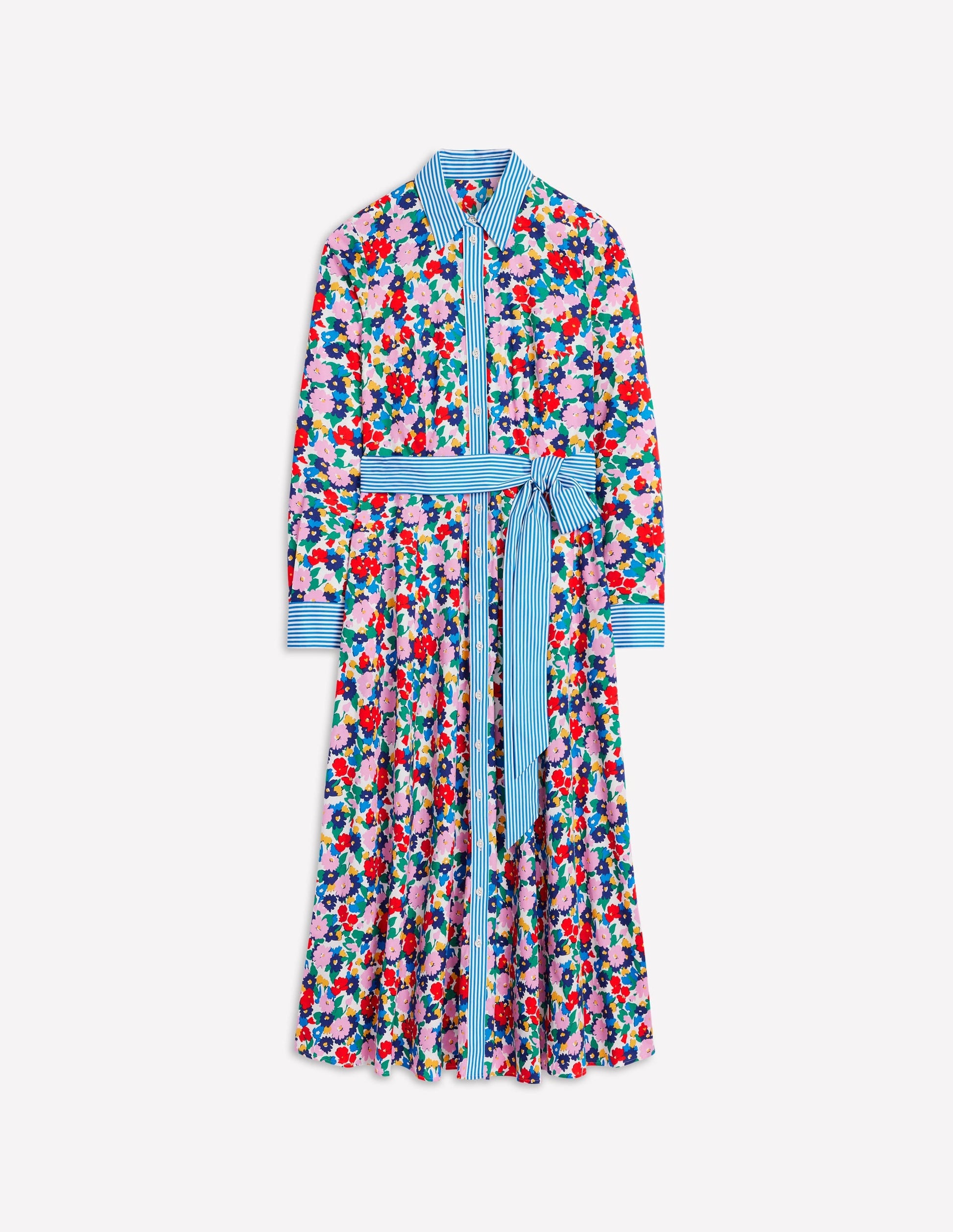 Amy Cotton Midi Shirt Dress-Multi, Painterly Meadow-5