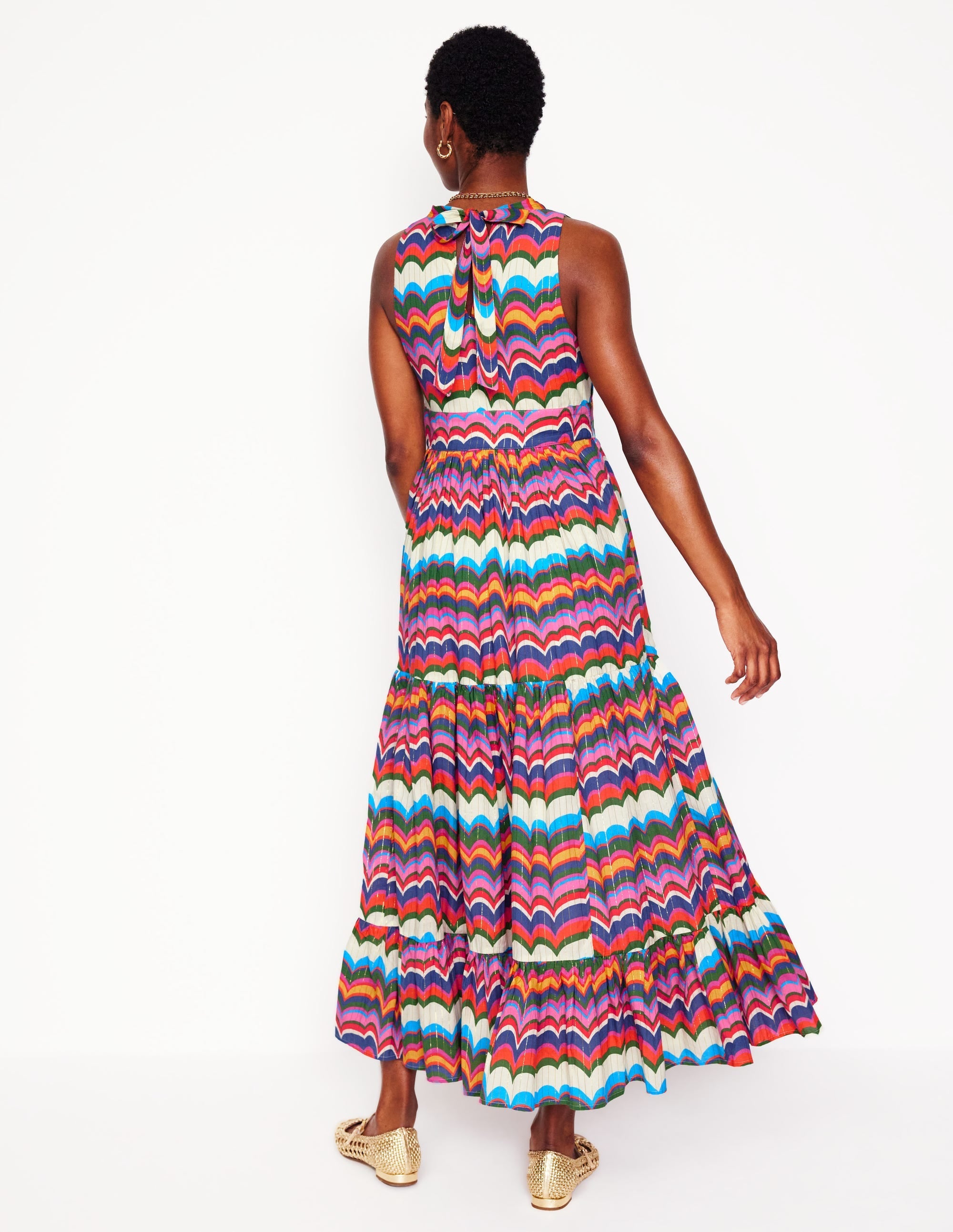 Serena Cotton Tie Maxi Dress-Multi, Abstract Wave - Image 4
