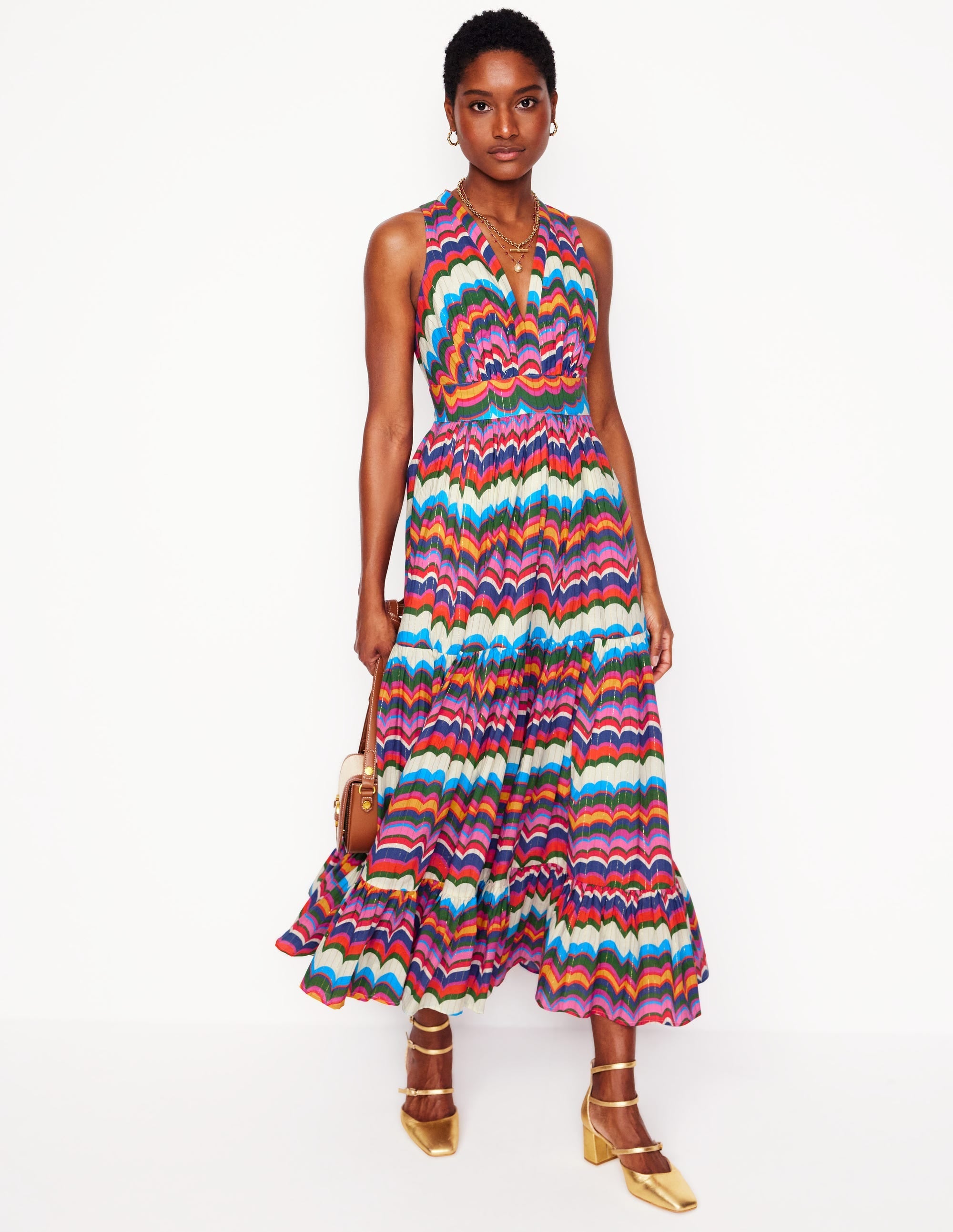 Serena Cotton Tie Maxi Dress-Multi, Abstract Wave - Image 6