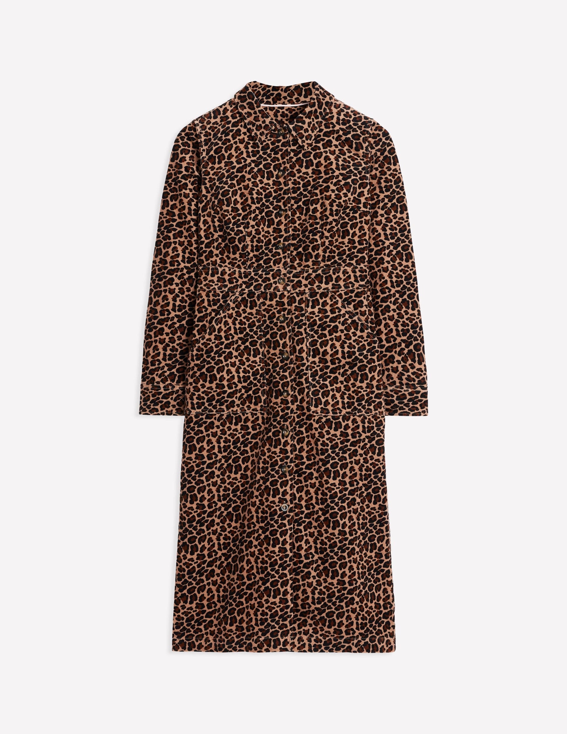 Flora Cord Midi Shirt Dress-Camel, Cheetah Pop-5
