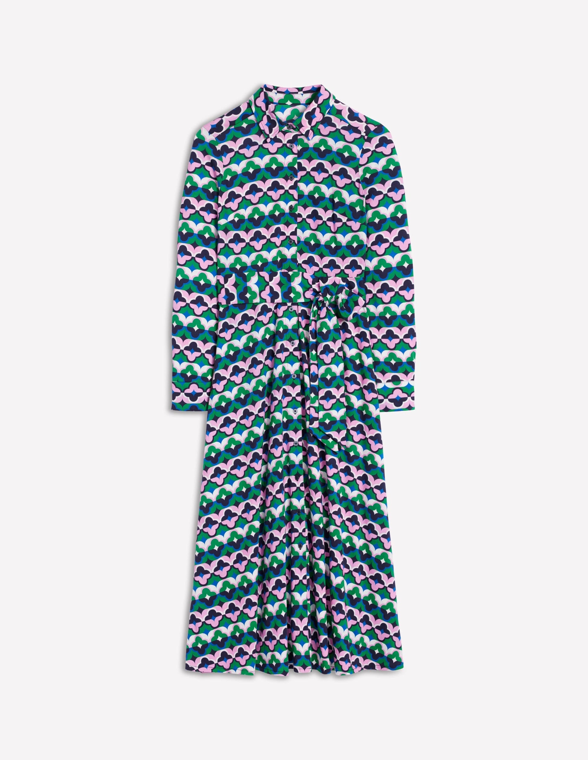 Marcia Jersey Midi Shirt Dress-Rich Emerald, Lucky Clover-6