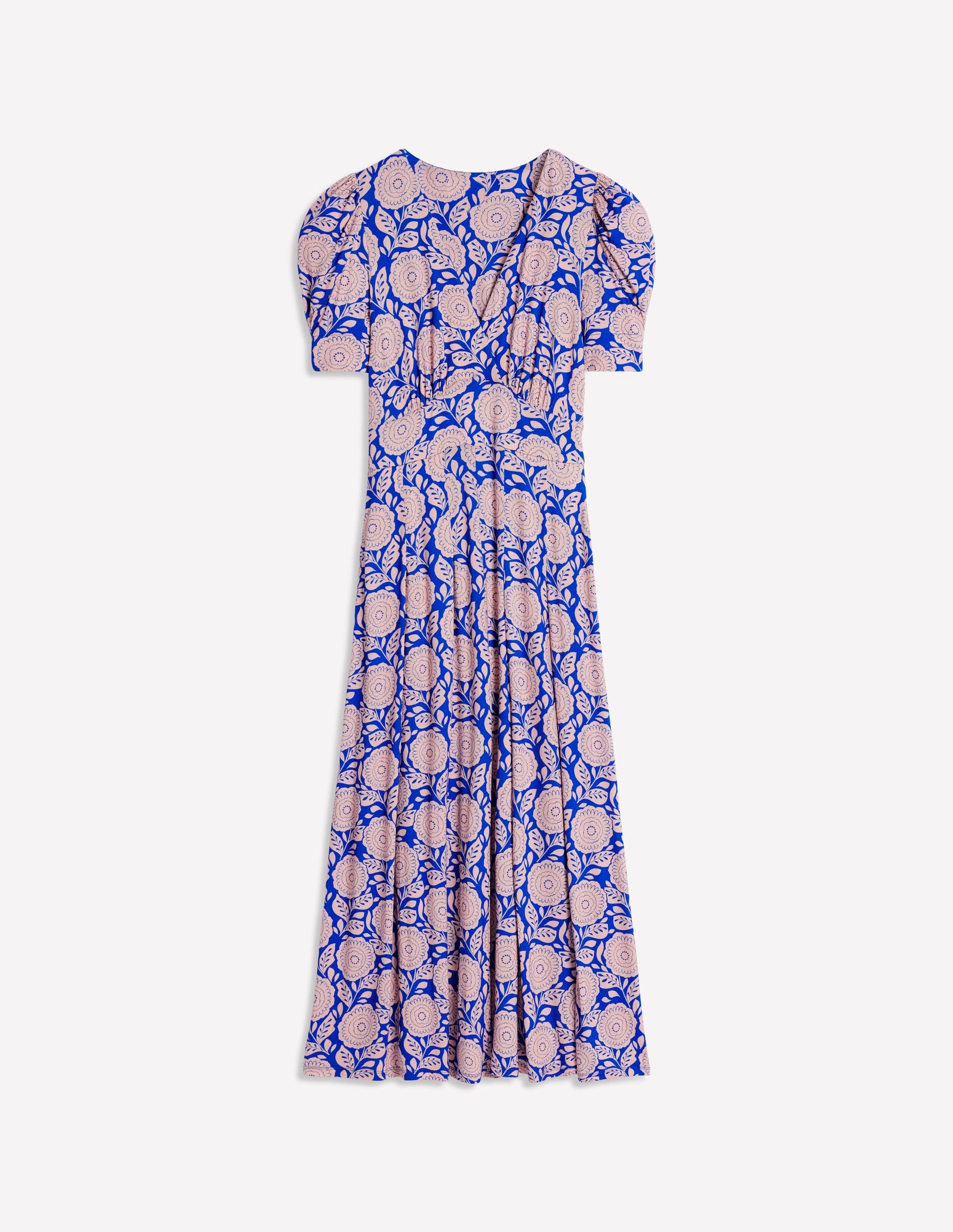 Kristen Pleated Jersey Dress-Chintz Rose, Dahlia Stamp-5