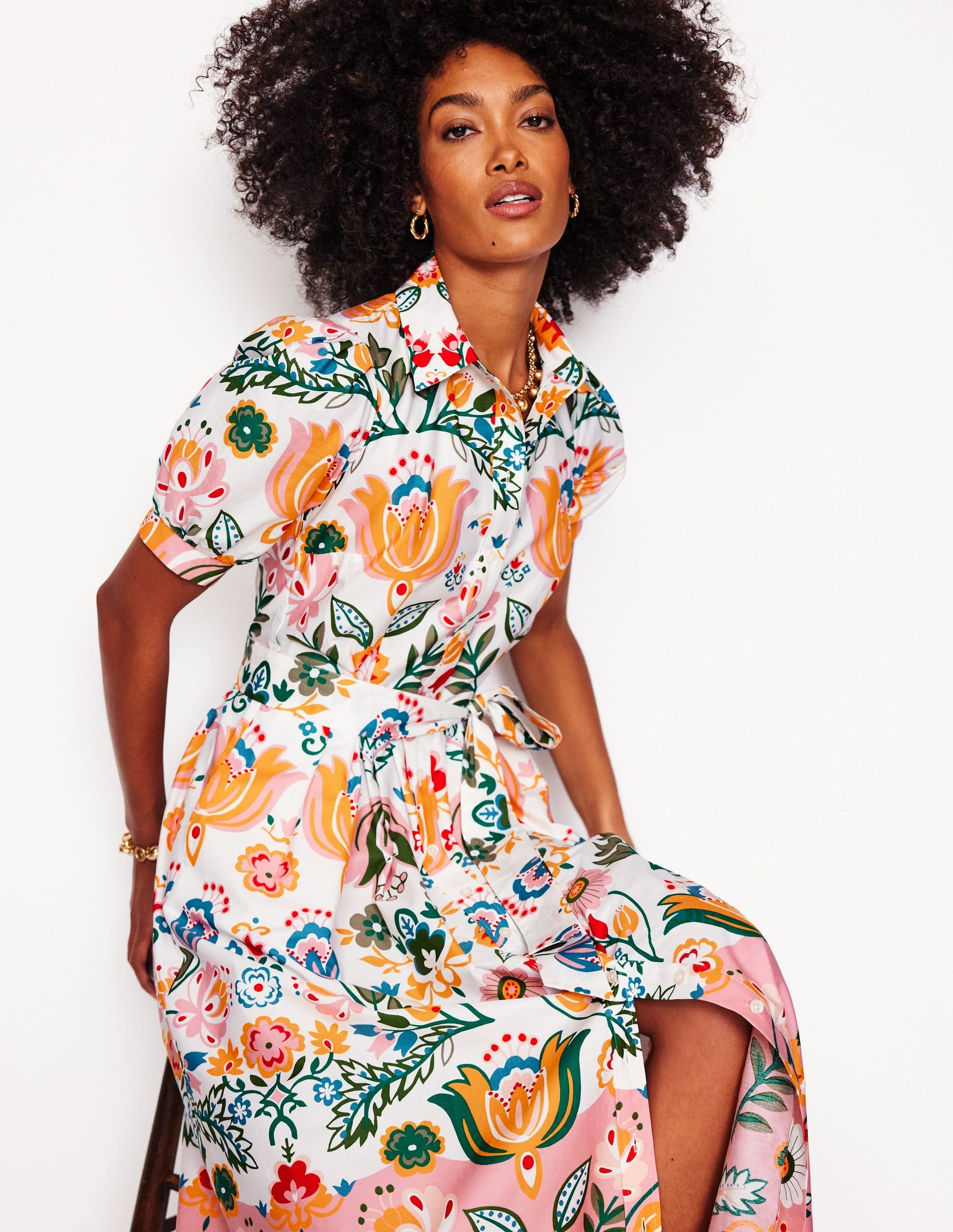 Alexa Maxi Shirt Dress-Ivory, Tulip Fusion-4