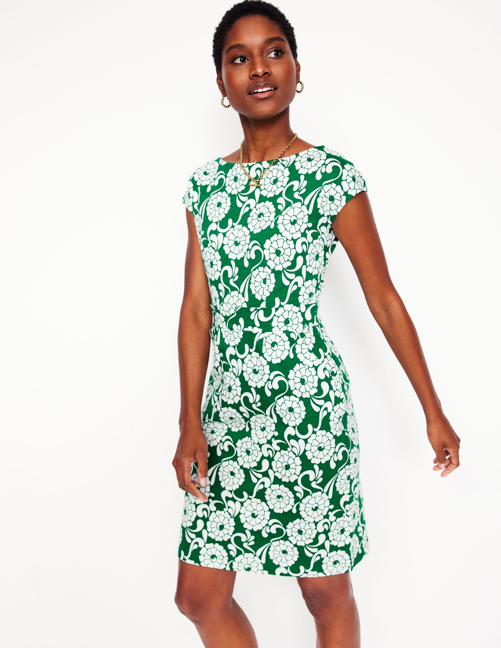 Florrie Jersey Dress-Rich Emerald, Blossom Swirl-1