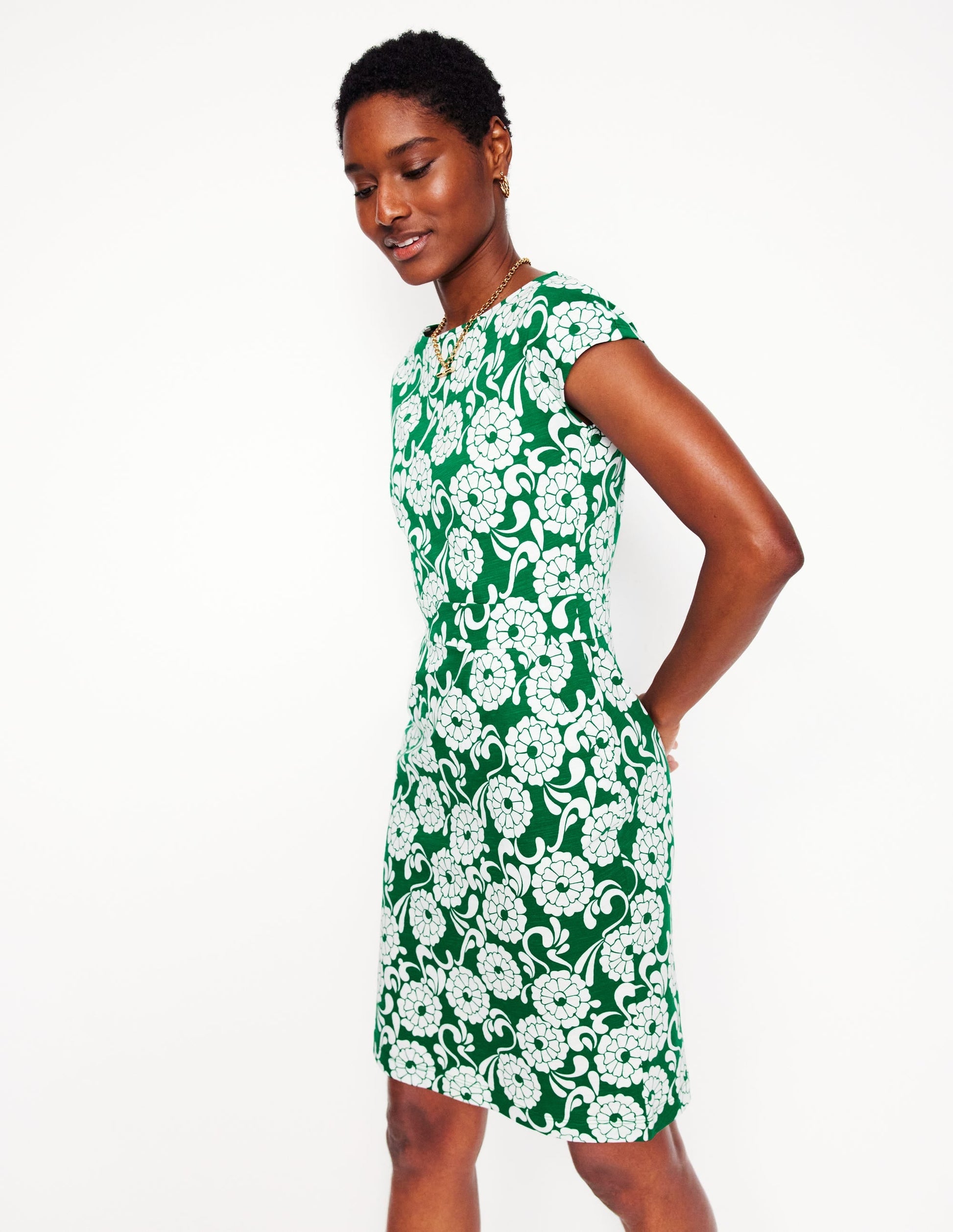 Florrie Jersey Dress-Rich Emerald, Blossom Swirl-4