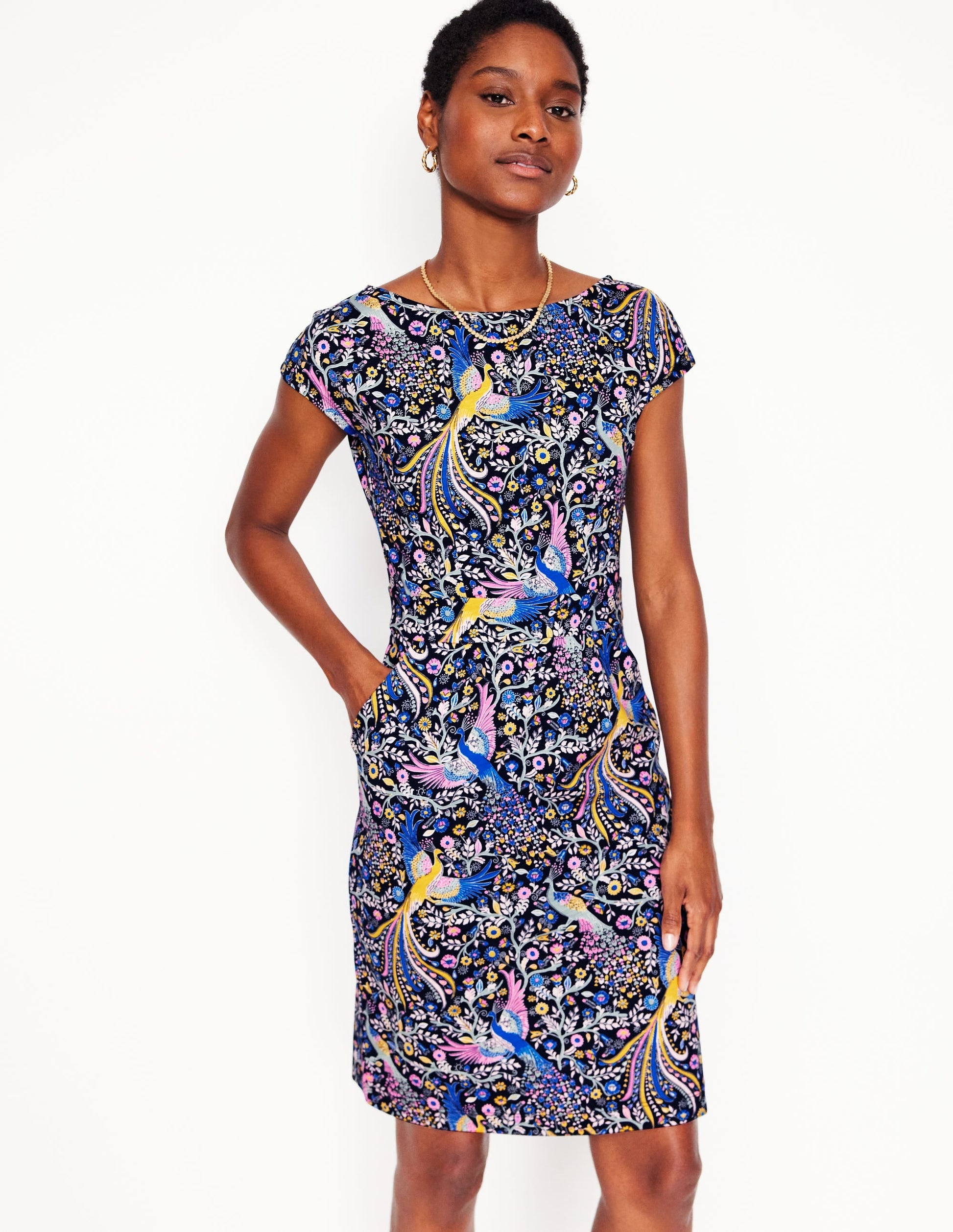 Florrie Jersey Dress-French Navy,Enchanting Peacock-1