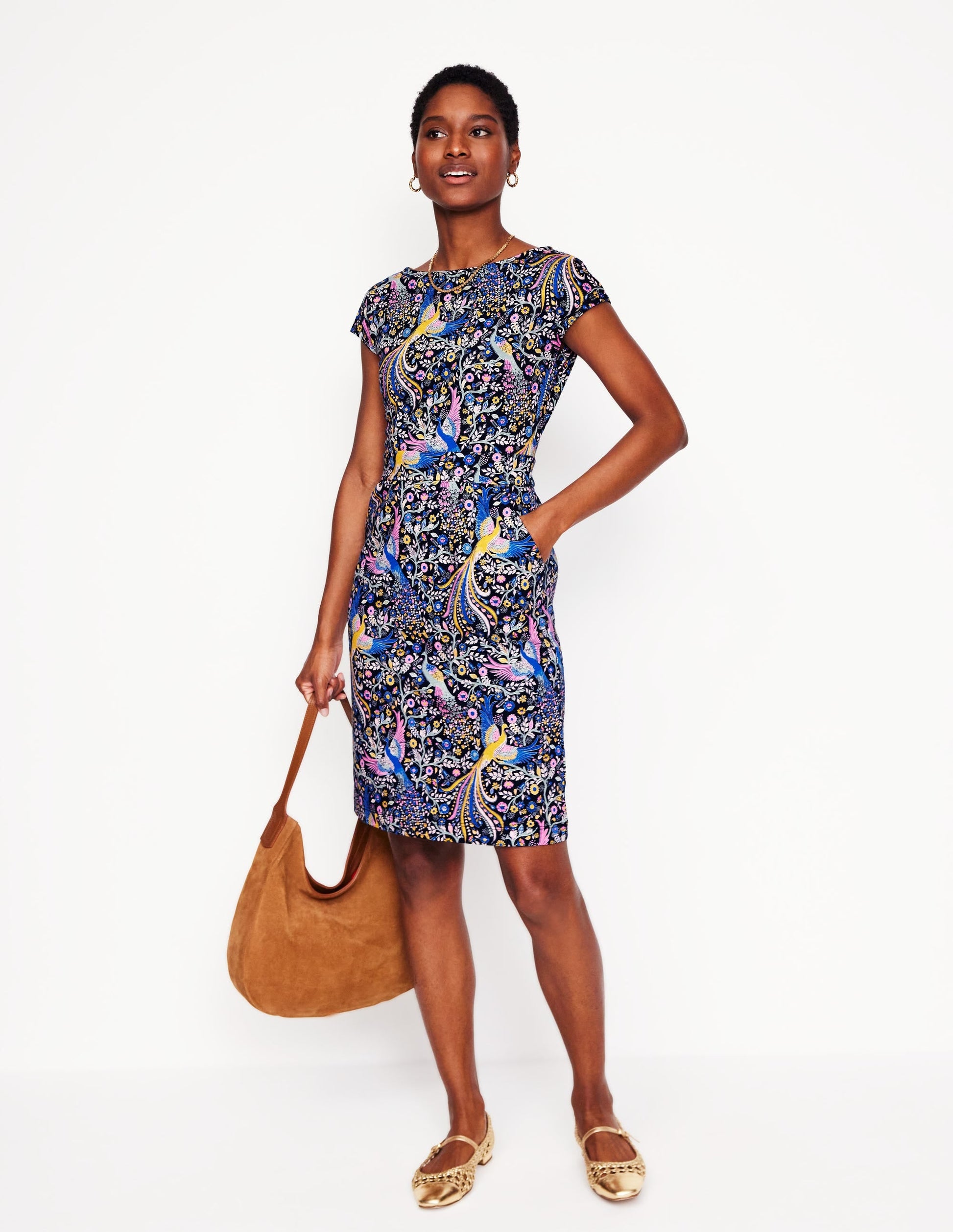 Florrie Jersey Dress-French Navy,Enchanting Peacock-4