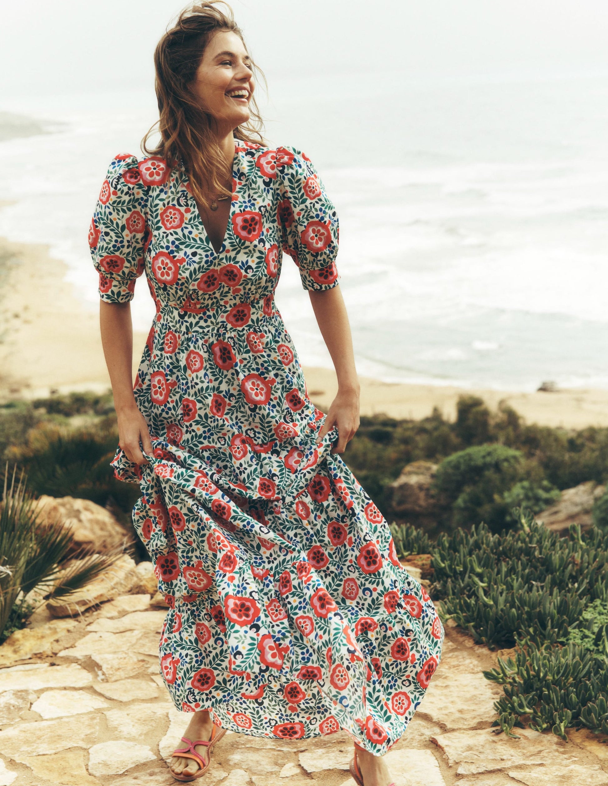 Bella Puff Sleeve Maxi Dress-Multi, Foliage Scatter-3