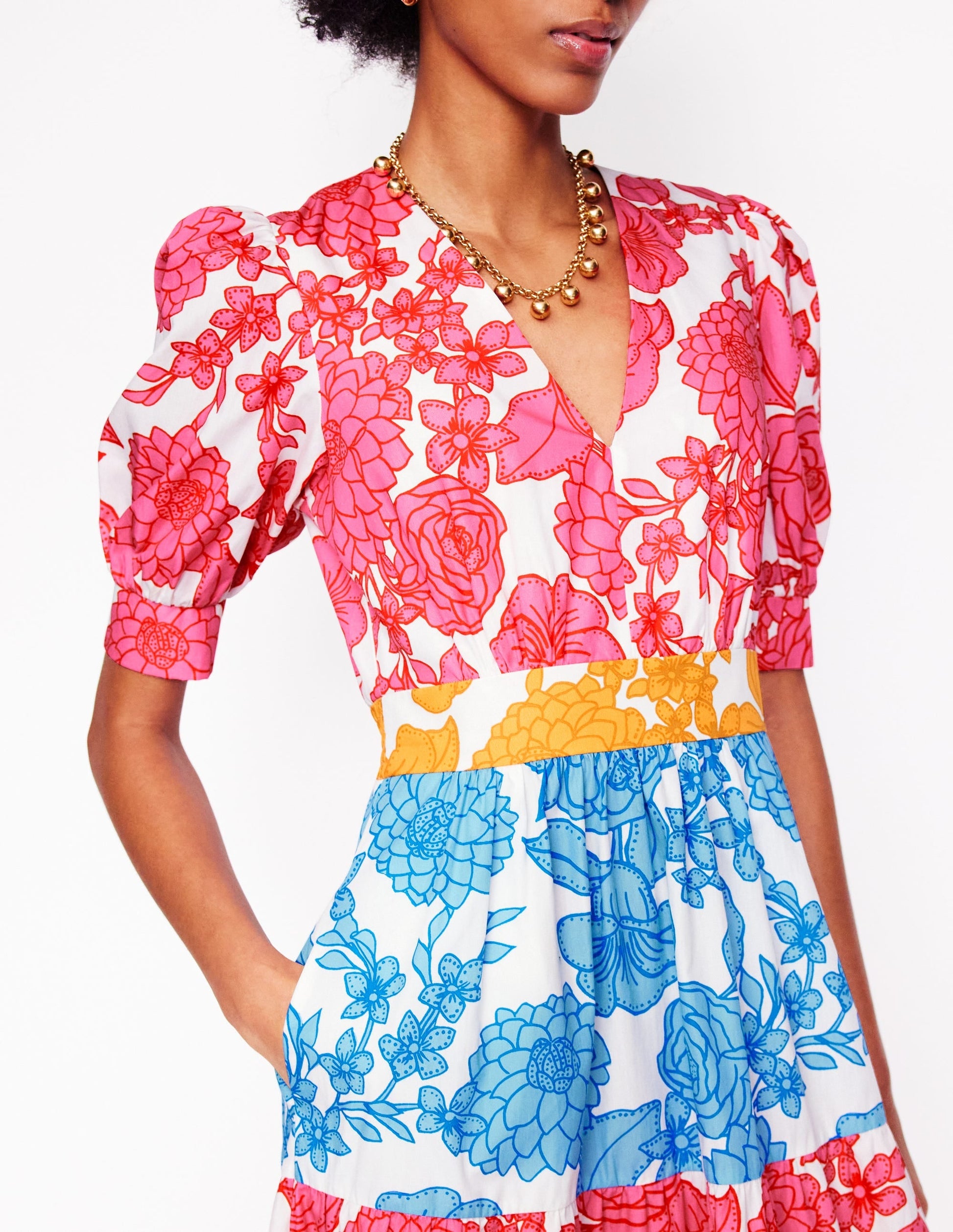 Bella Puff Sleeve Maxi Dress-Multi, Blossom Cascade-3