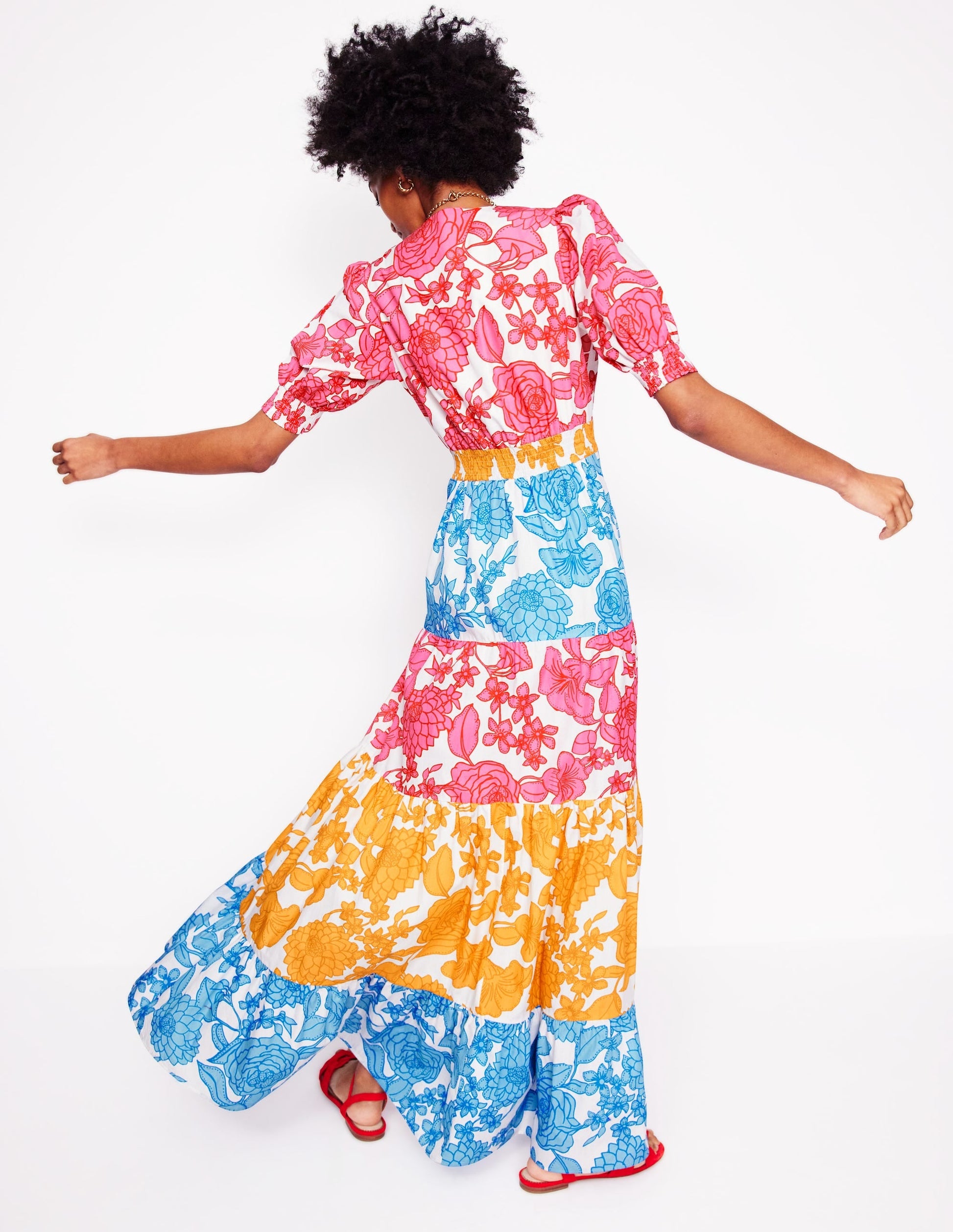 Bella Puff Sleeve Maxi Dress-Multi, Blossom Cascade-4