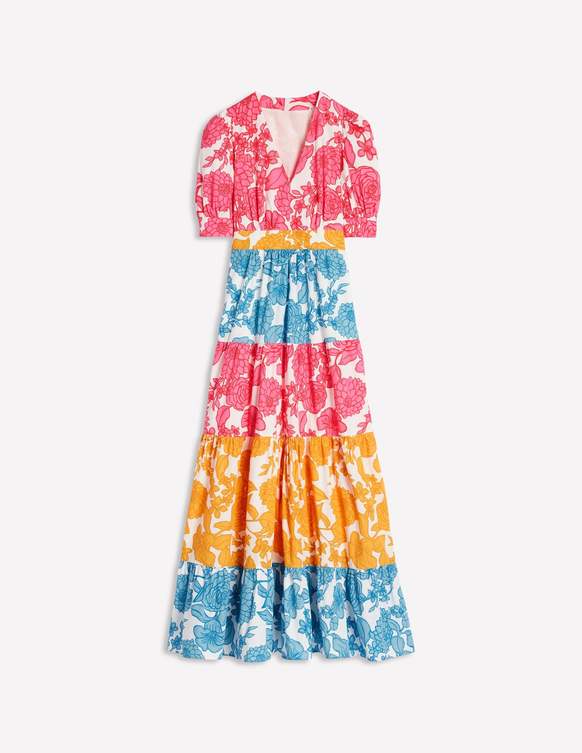 Bella Puff Sleeve Maxi Dress-Multi, Blossom Cascade-6
