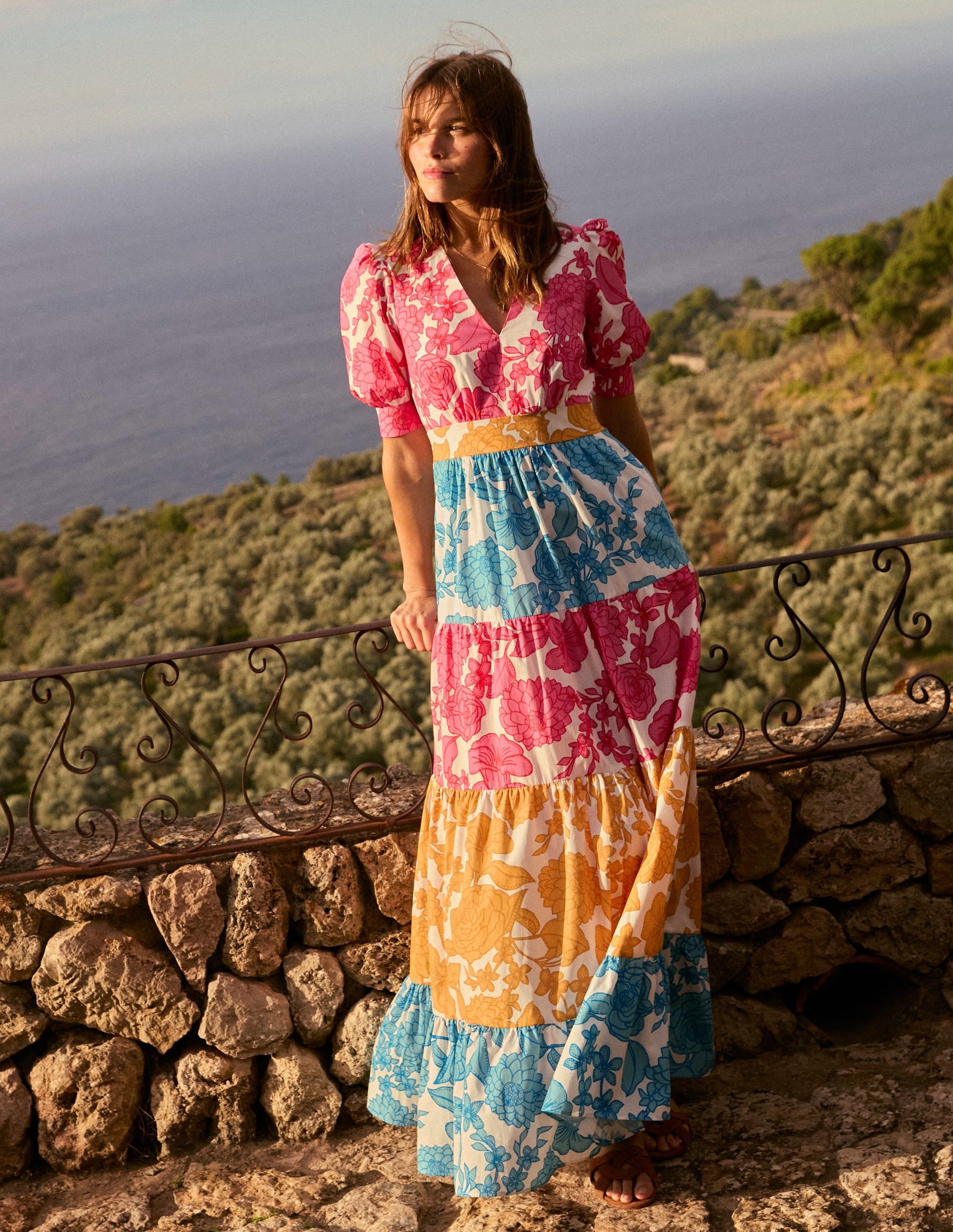 Bella Puff Sleeve Maxi Dress-Multi, Blossom Cascade-2