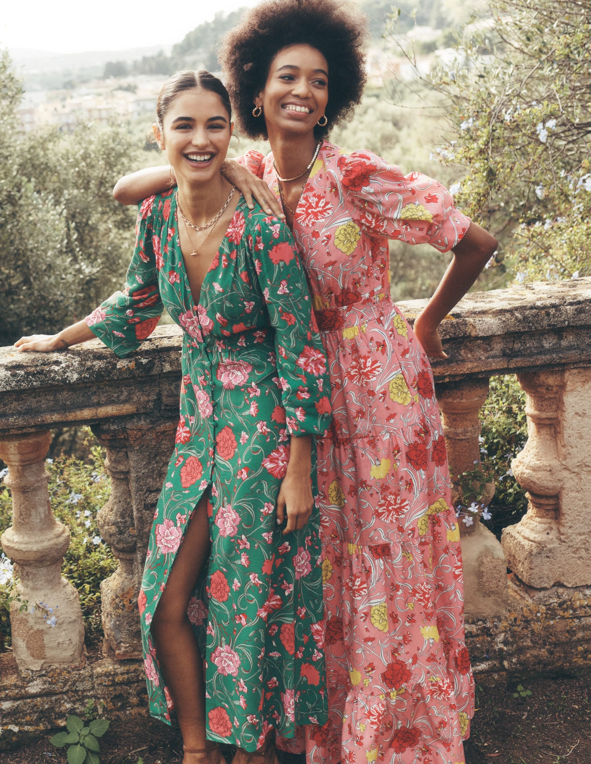 Bella Puff Sleeve Maxi Dress-Salmon Pink, Carnation Vine - Image 5