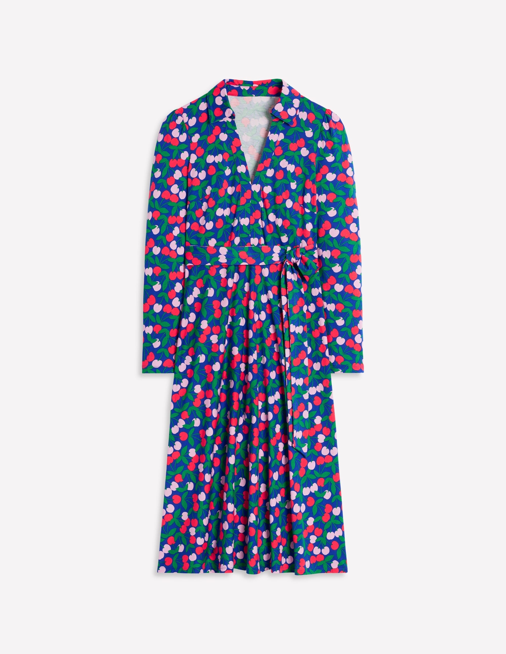 Imogen Collared Jersey Dress-Bright Blue, Cherry Cascade - Image 5
