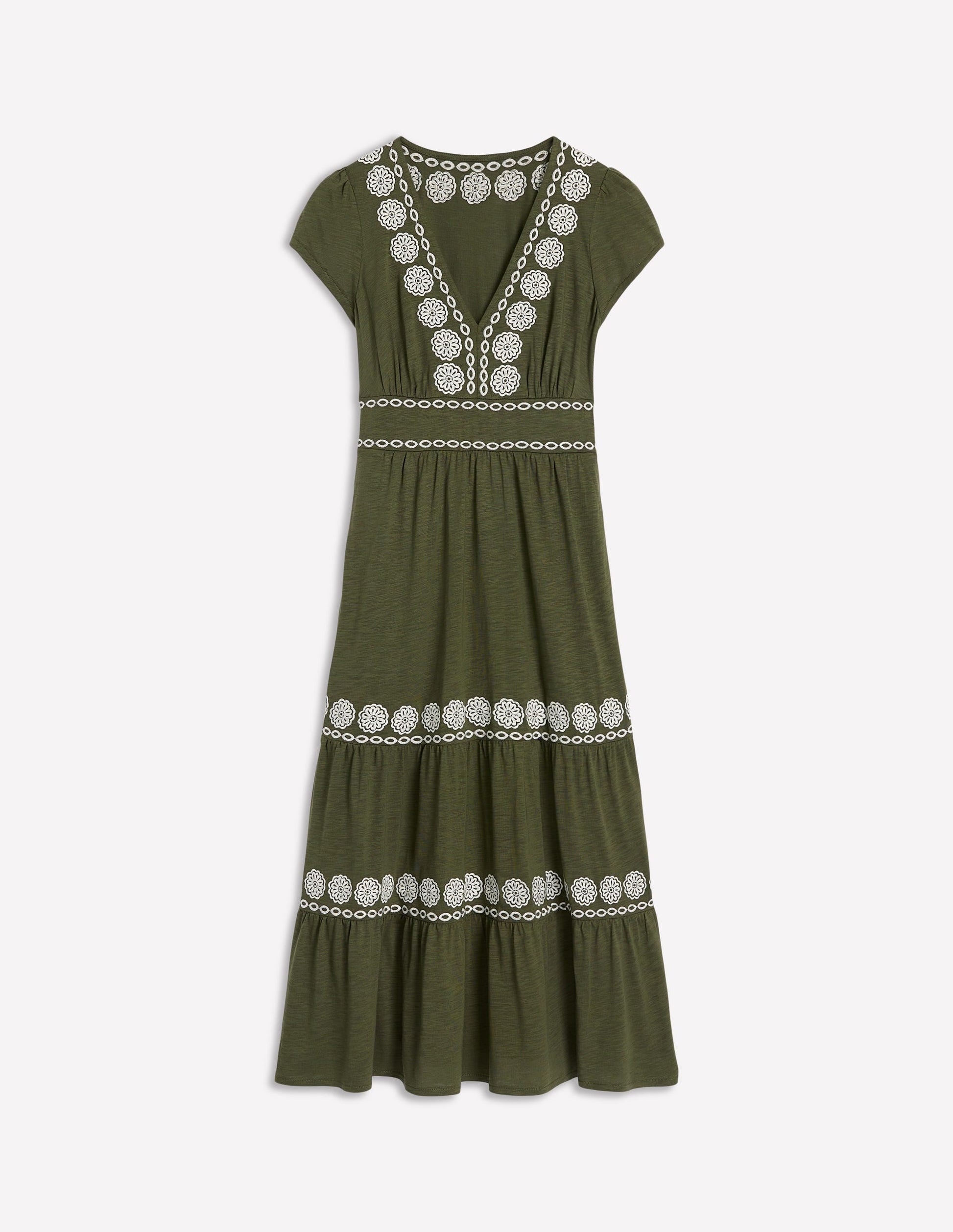 Eloise Embroidered Midi Dress-Classic Khaki-6