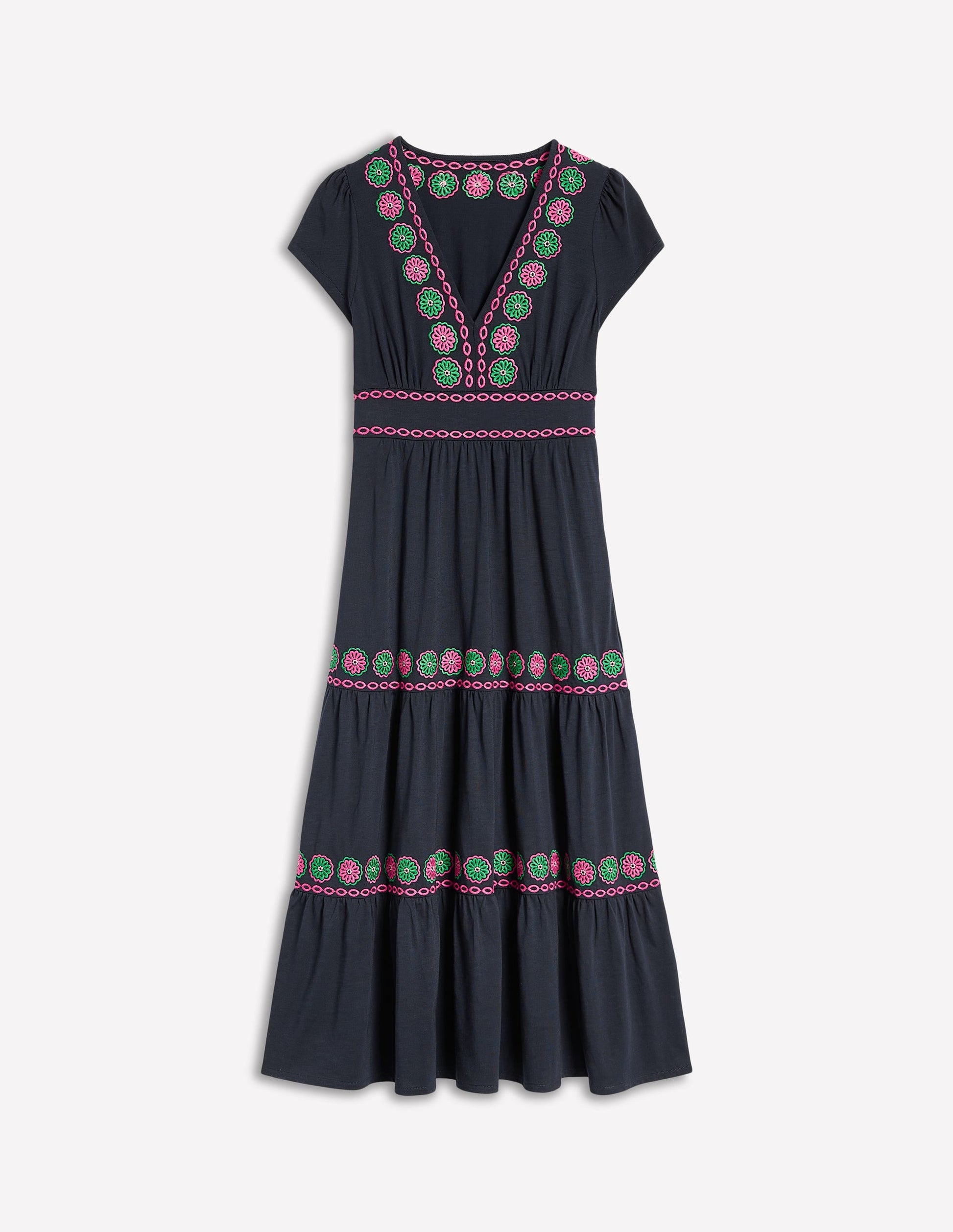 Eloise Embroidered Midi Dress-Navy-6