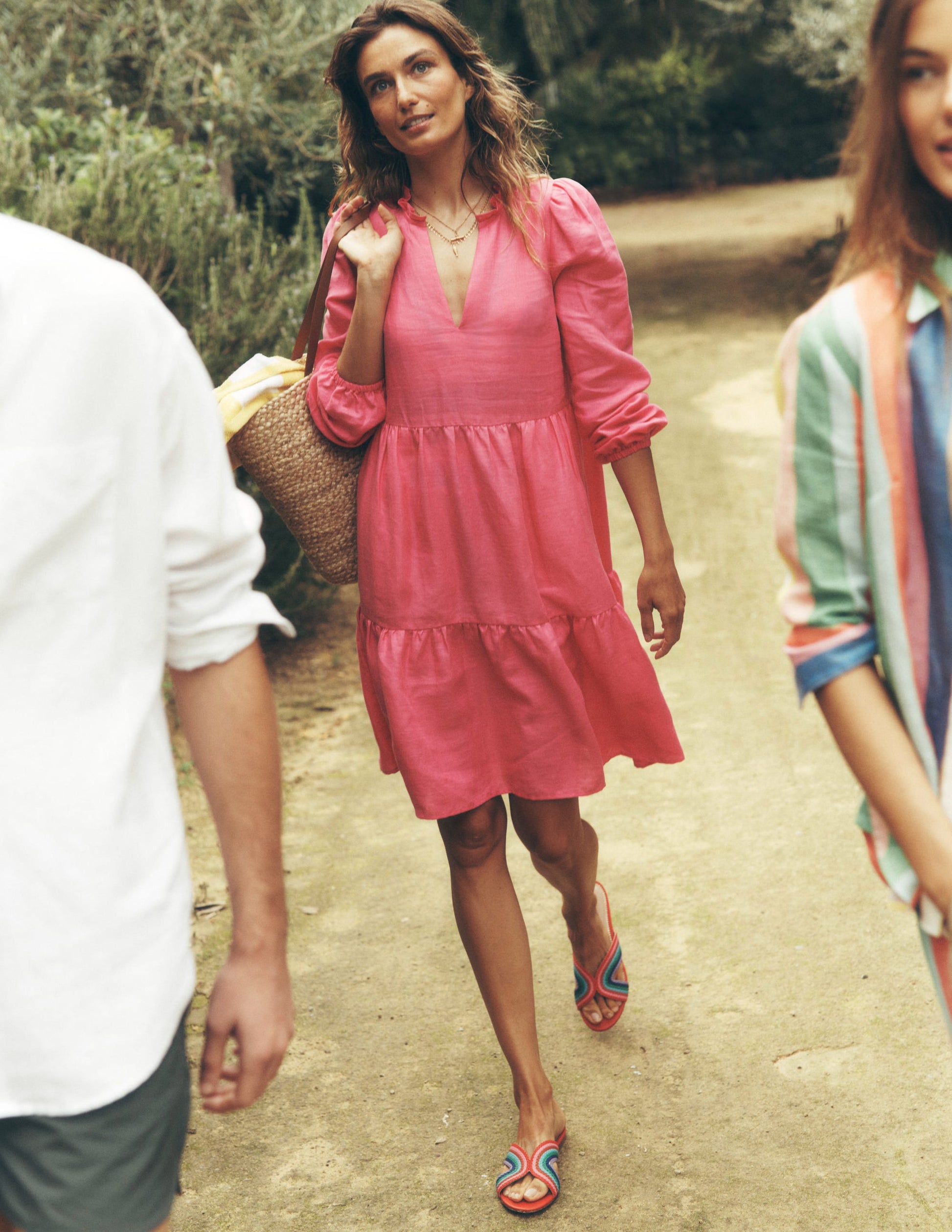 Esme Linen Short Dress-Pink Peony-1