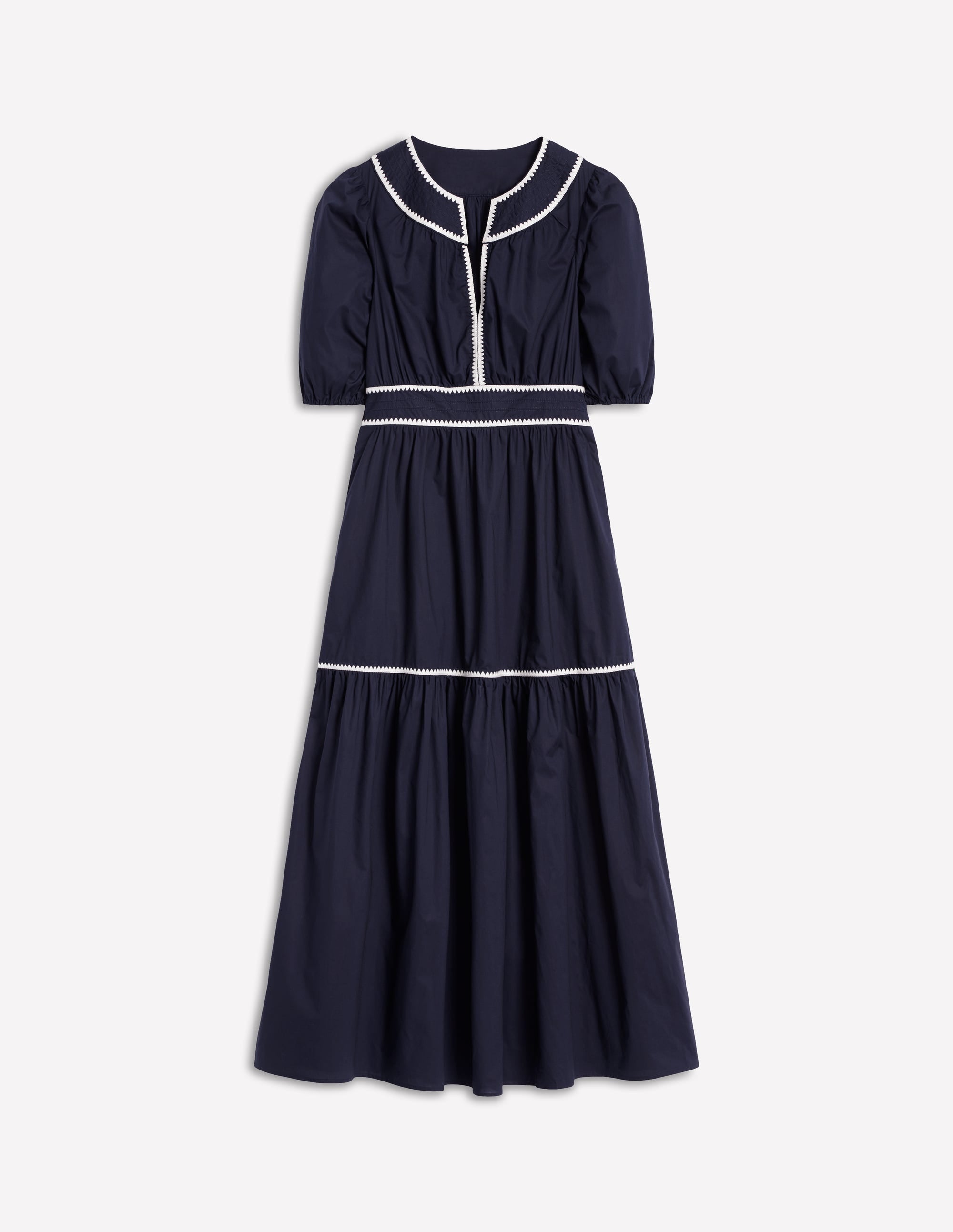 Rhea Embroidered Midi Dress-Navy - Image 8